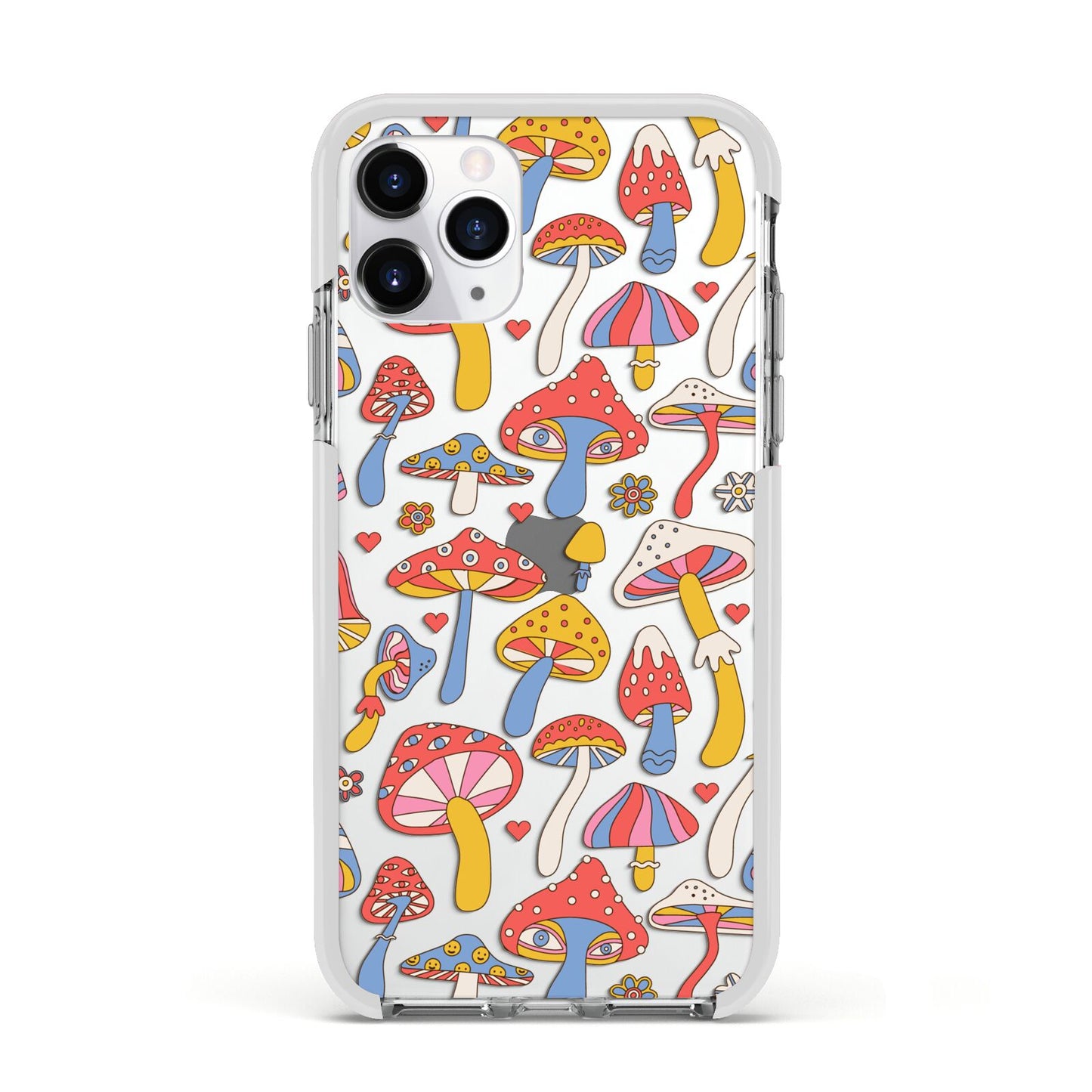 Mushroom Pattern Apple iPhone 11 Pro in Silver with White Impact Case