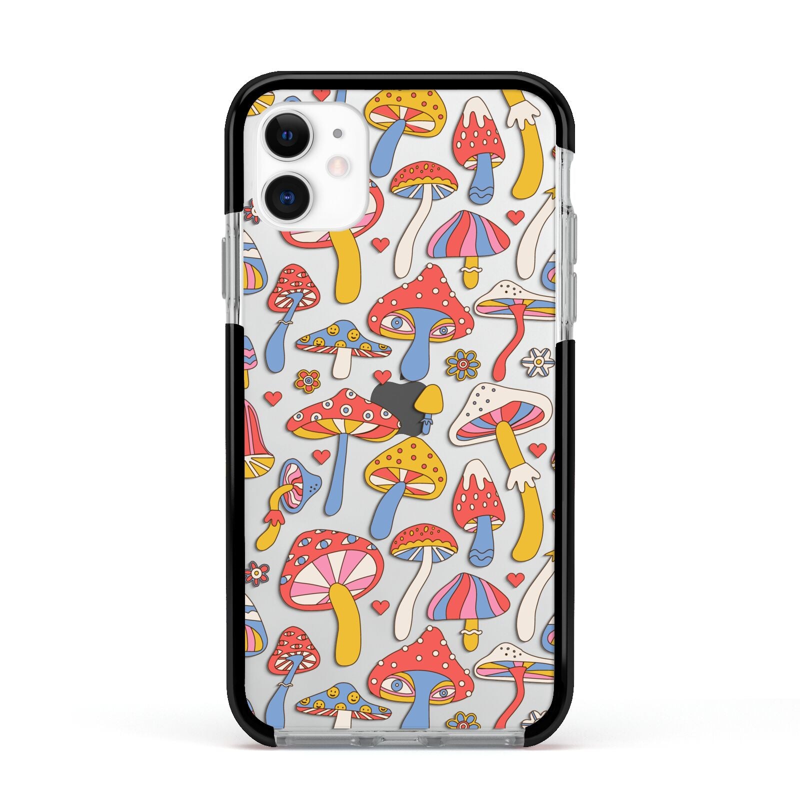 Mushroom Pattern Apple iPhone 11 in White with Black Impact Case