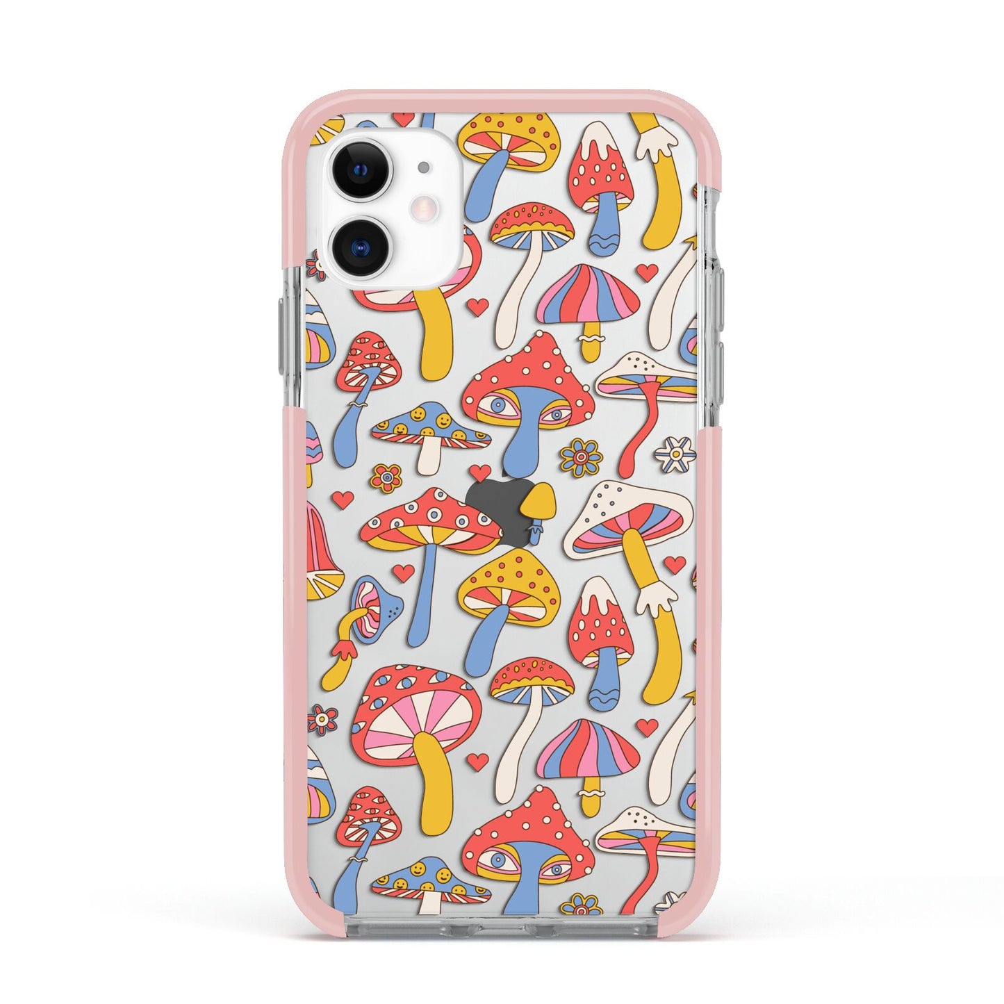 Mushroom Pattern Apple iPhone 11 in White with Pink Impact Case