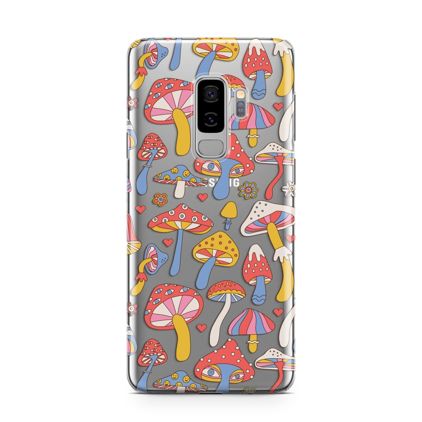 Mushroom Pattern Samsung Galaxy S9 Plus Case on Silver phone