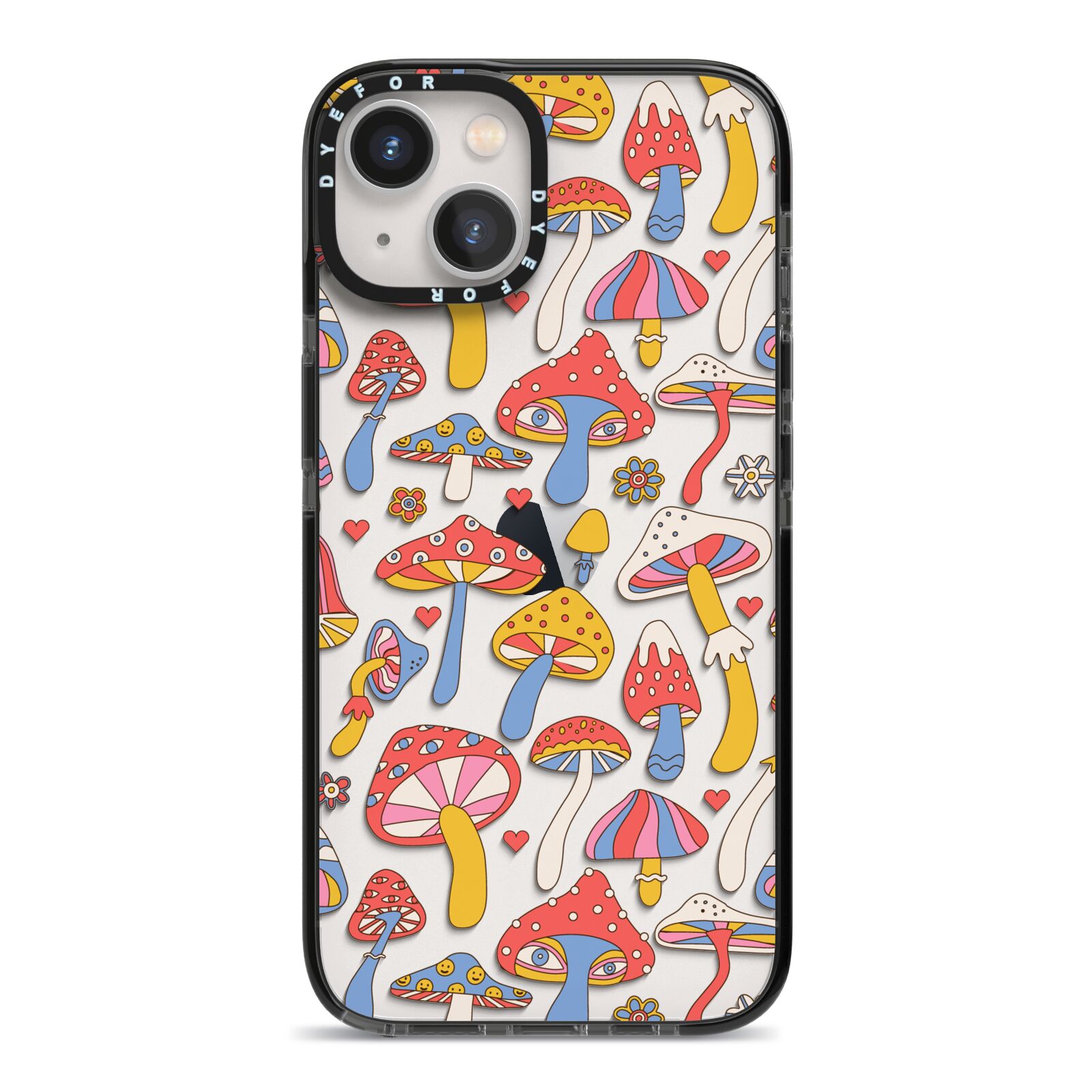 Mushroom Pattern iPhone 13 Black Impact Case on Silver phone