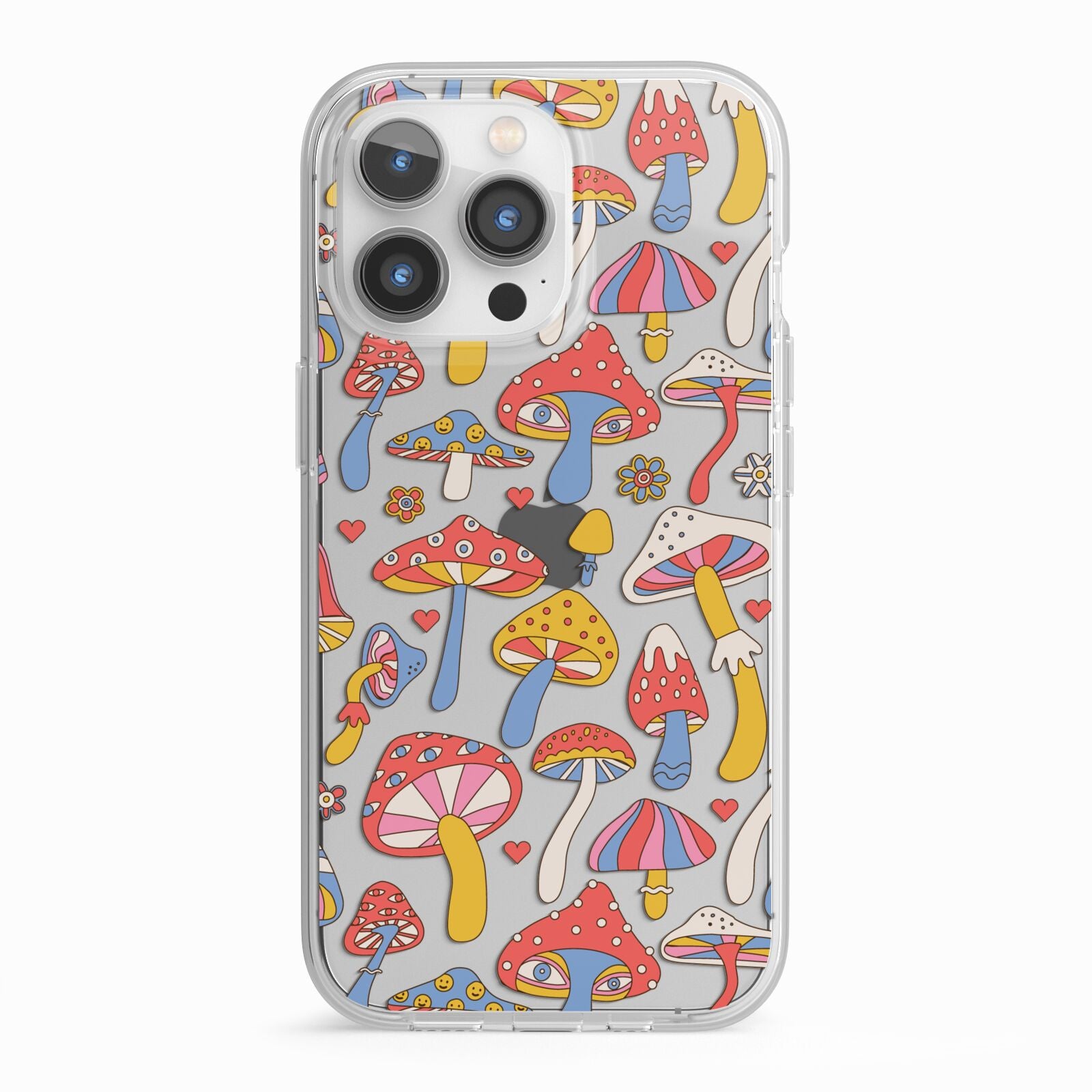 Mushroom Pattern iPhone 13 Pro TPU Impact Case with White Edges