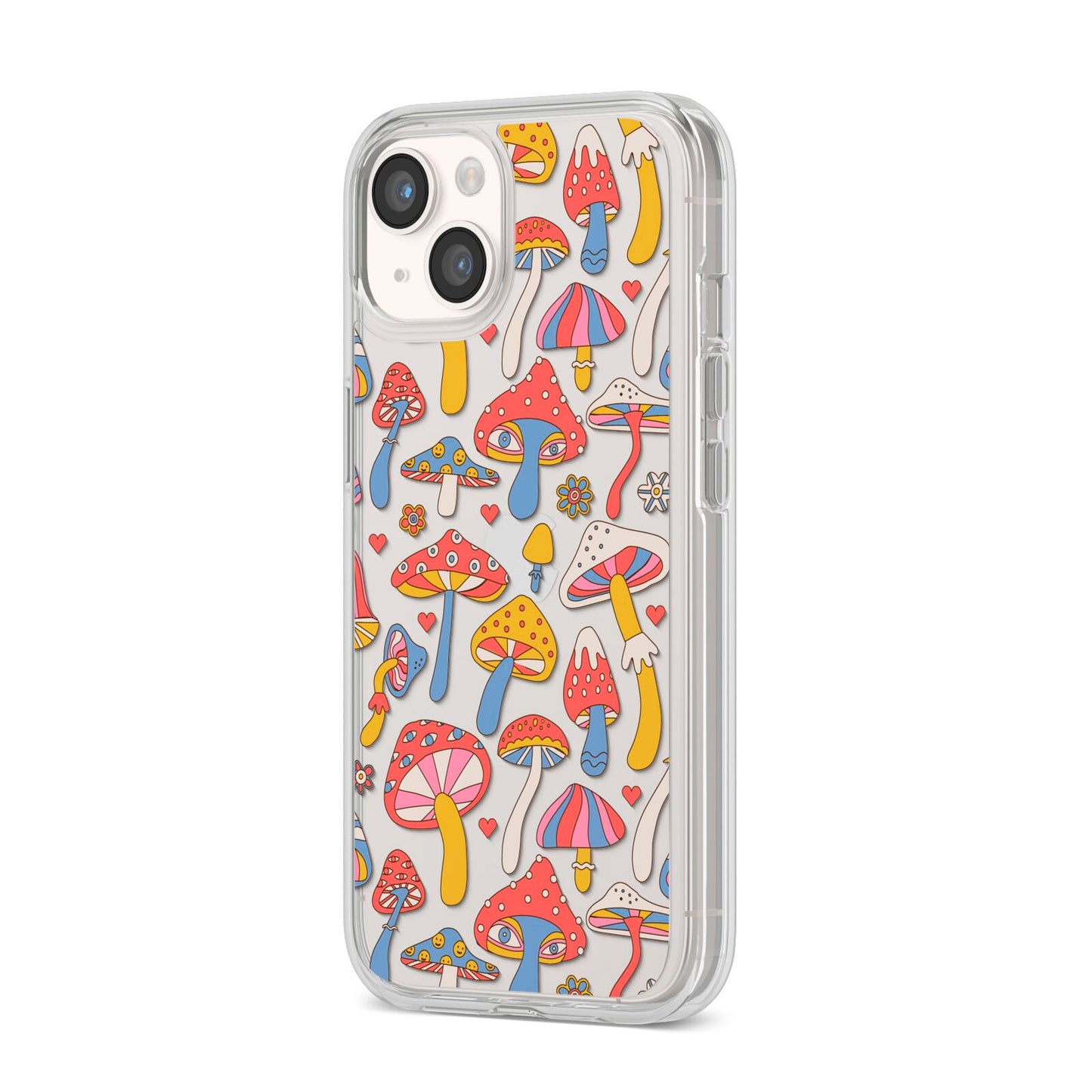 Mushroom Pattern iPhone 14 Clear Tough Case Starlight Angled Image