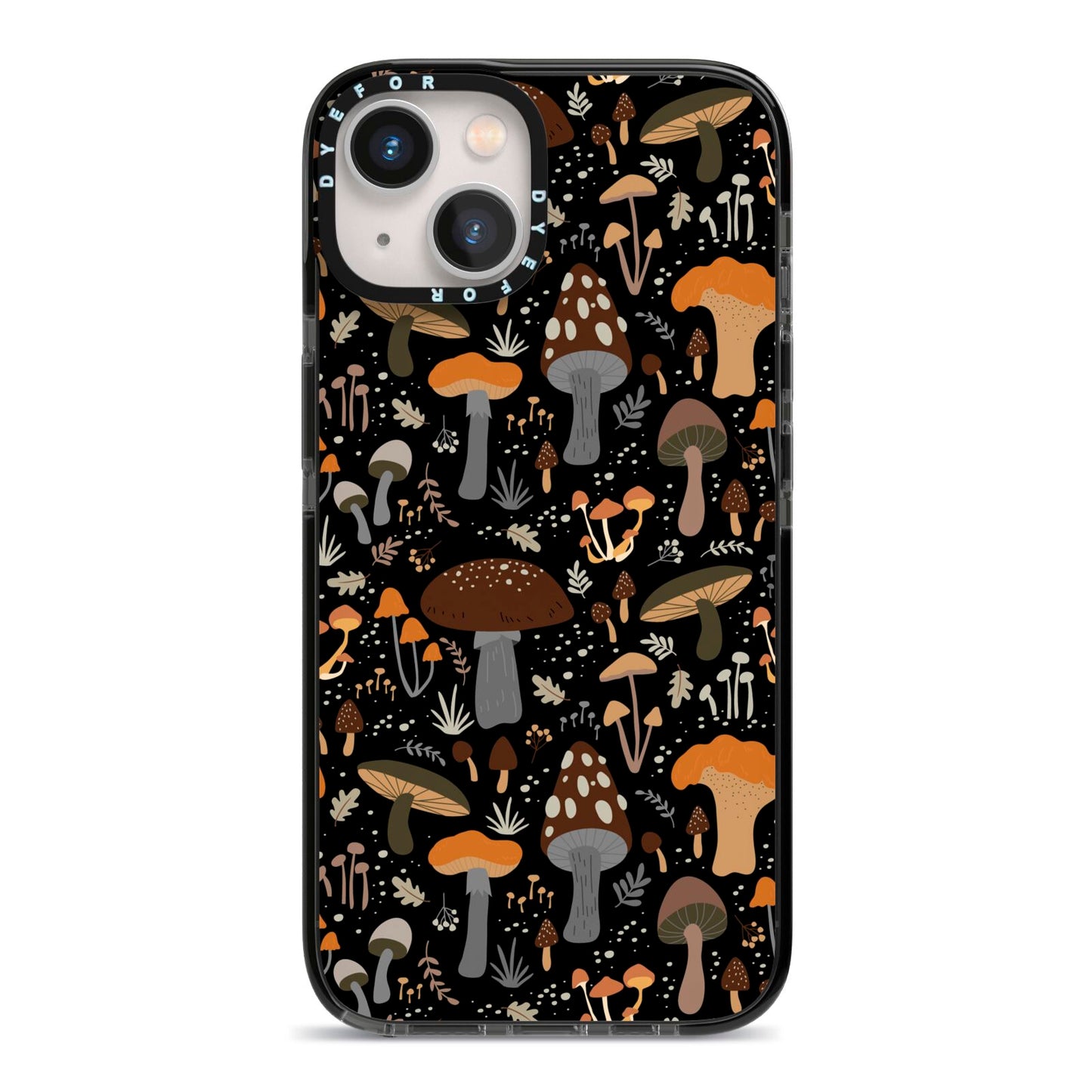 Mushroom iPhone 13 Black Impact Case on Silver phone