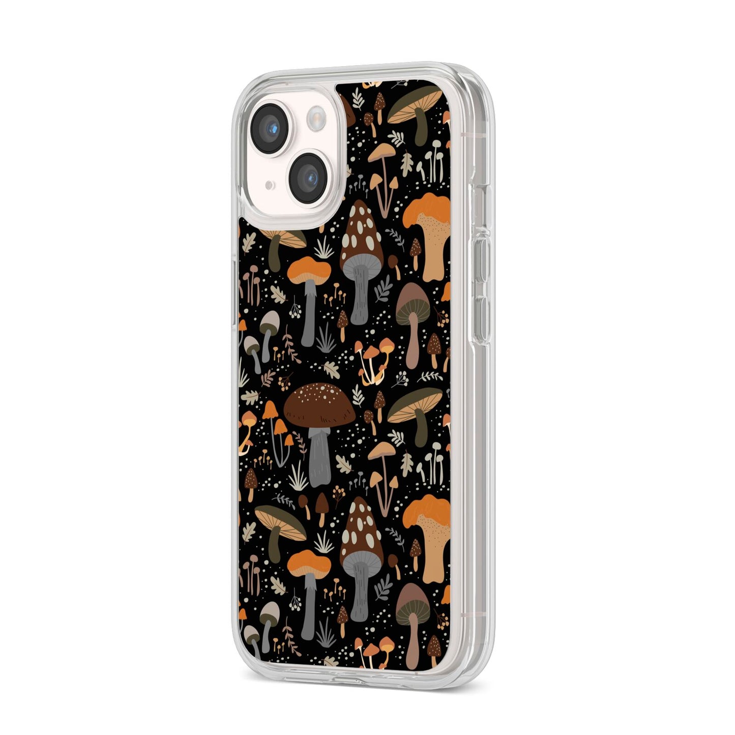 Mushroom iPhone 14 Clear Tough Case Starlight Angled Image