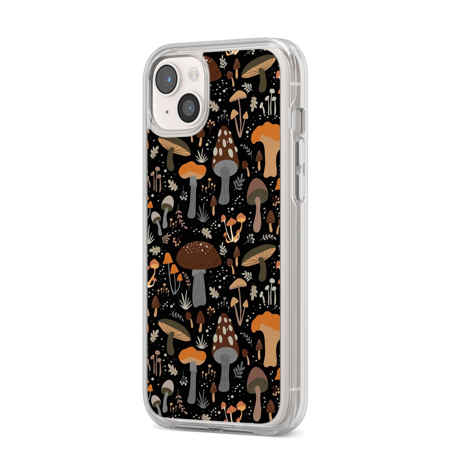 Mushroom iPhone 14 Plus Clear Tough Case Starlight Angled Image