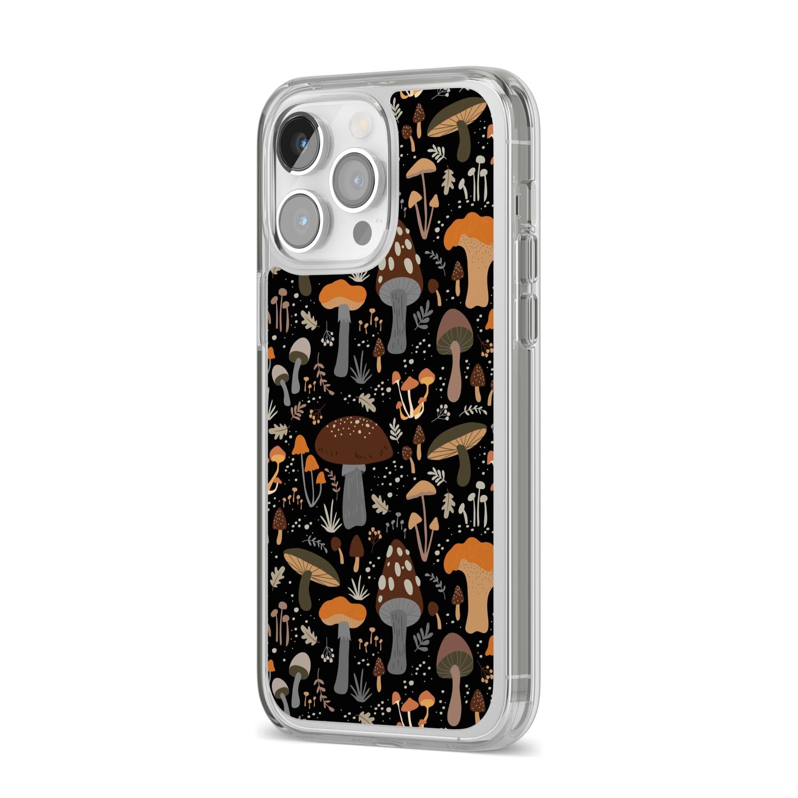 Mushroom iPhone 14 Pro Max Clear Tough Case Silver Angled Image