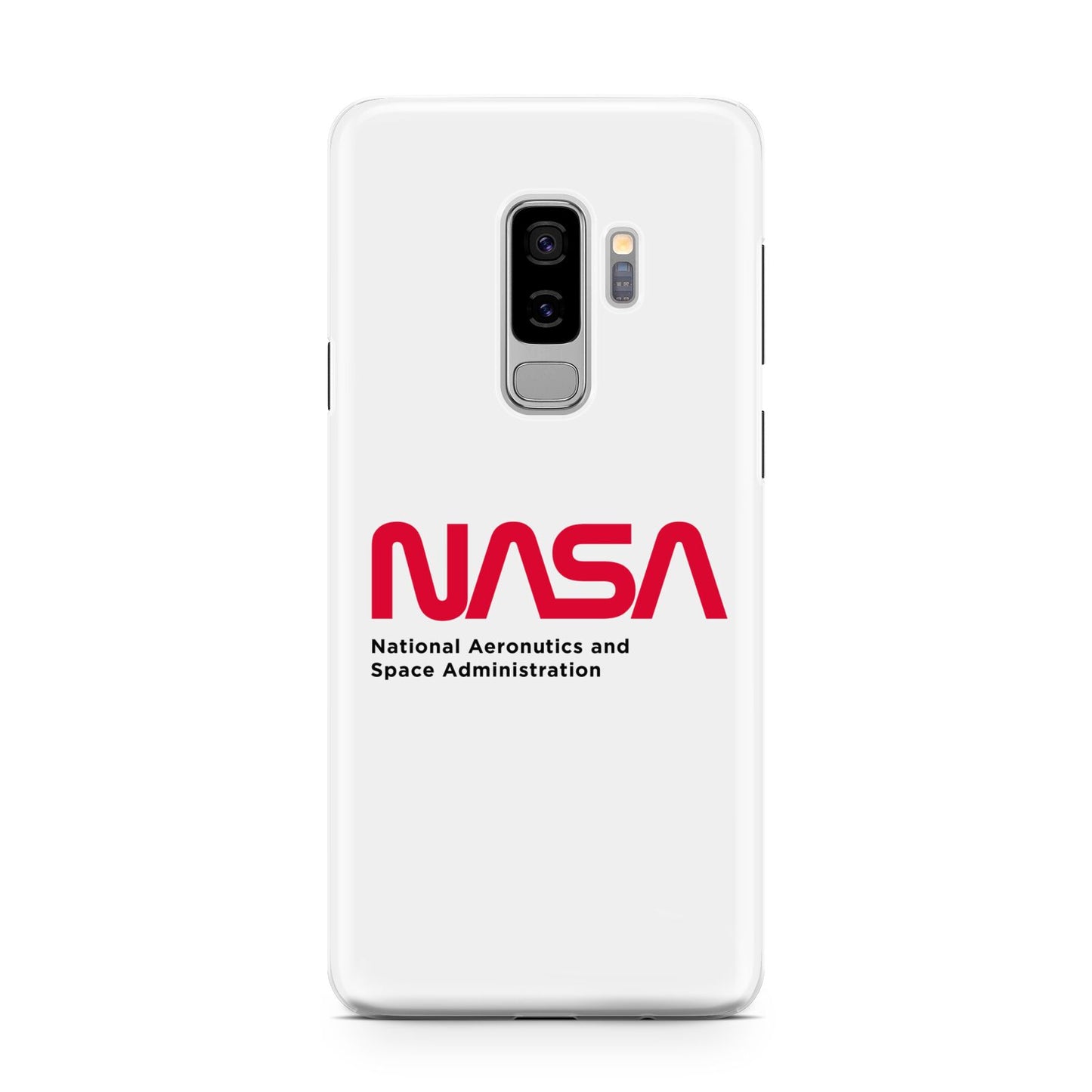 NASA The Worm Logo Samsung Galaxy S9 Plus Case on Silver phone