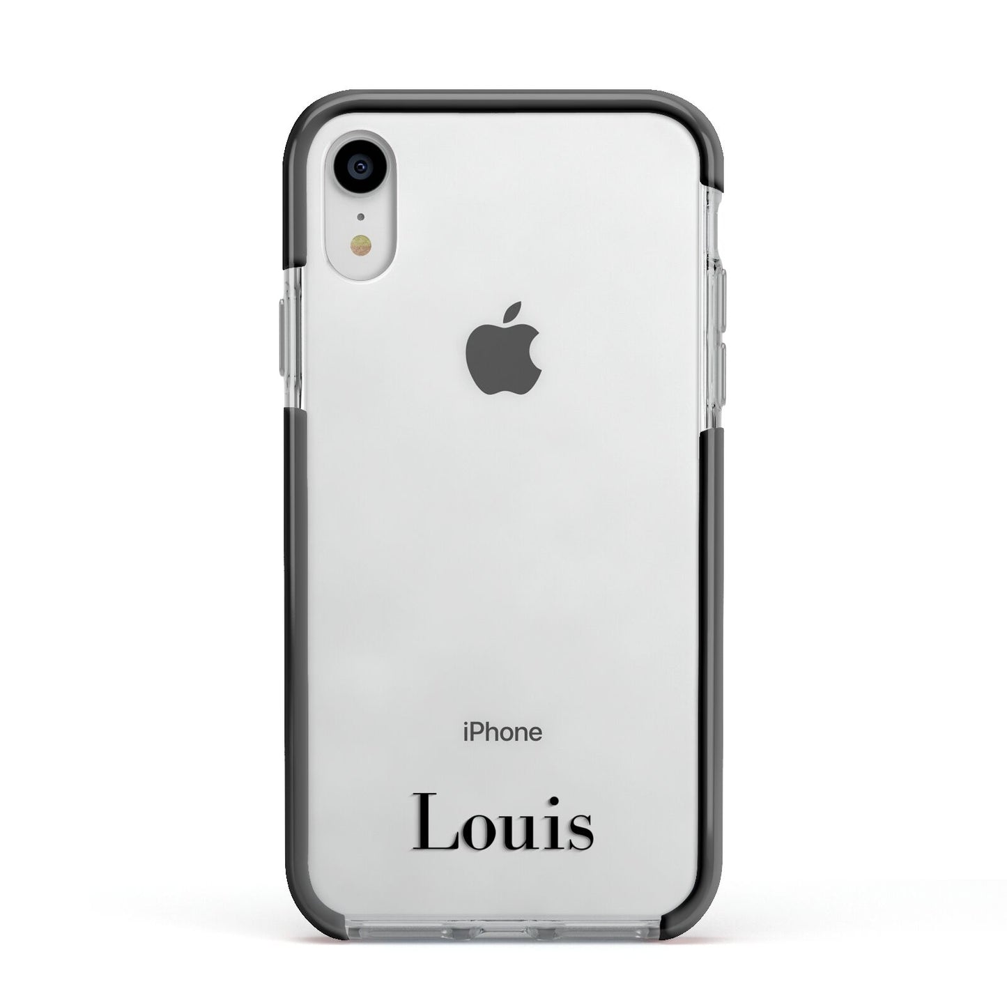 Name Apple iPhone XR Impact Case Black Edge on Silver Phone