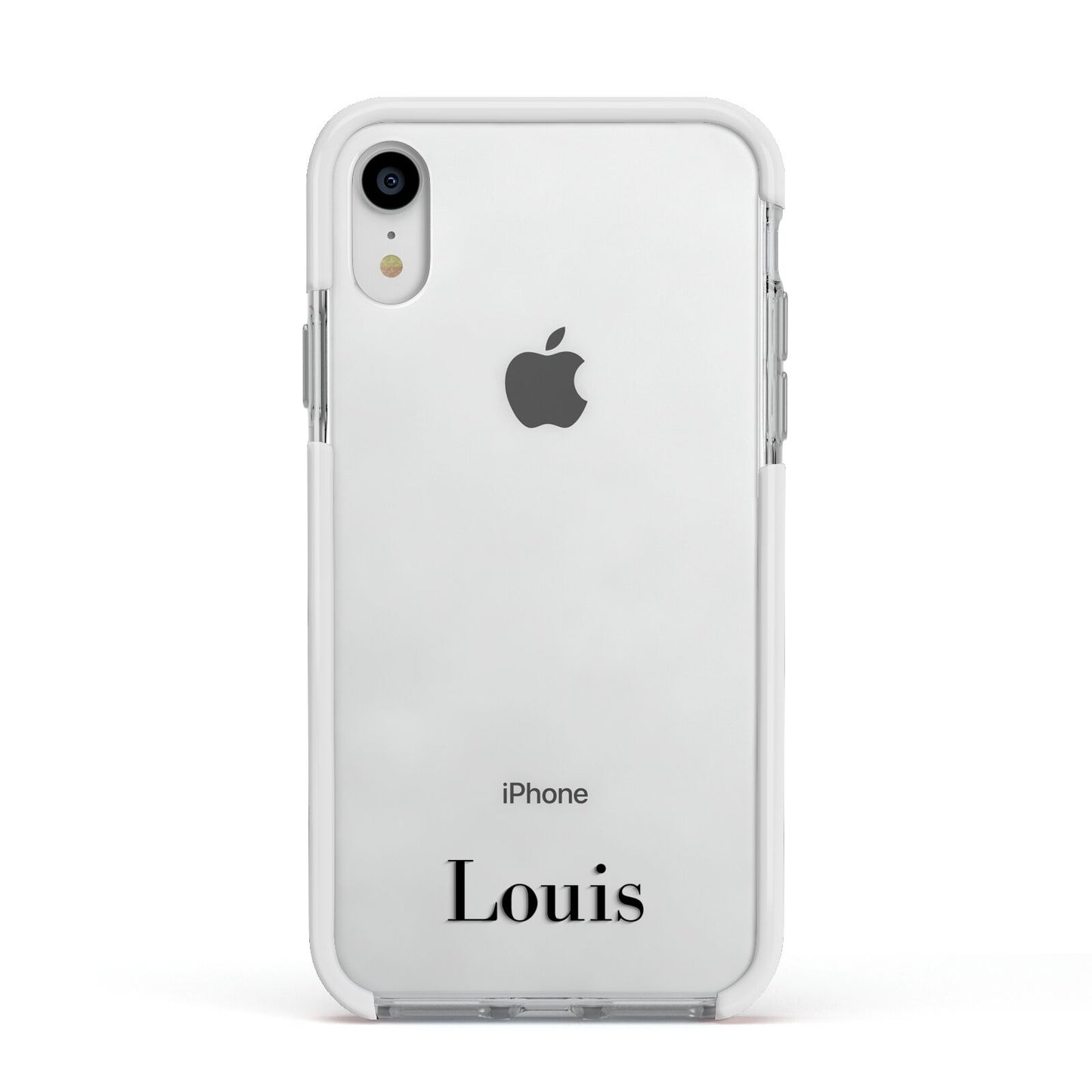 Name Apple iPhone XR Impact Case White Edge on Silver Phone