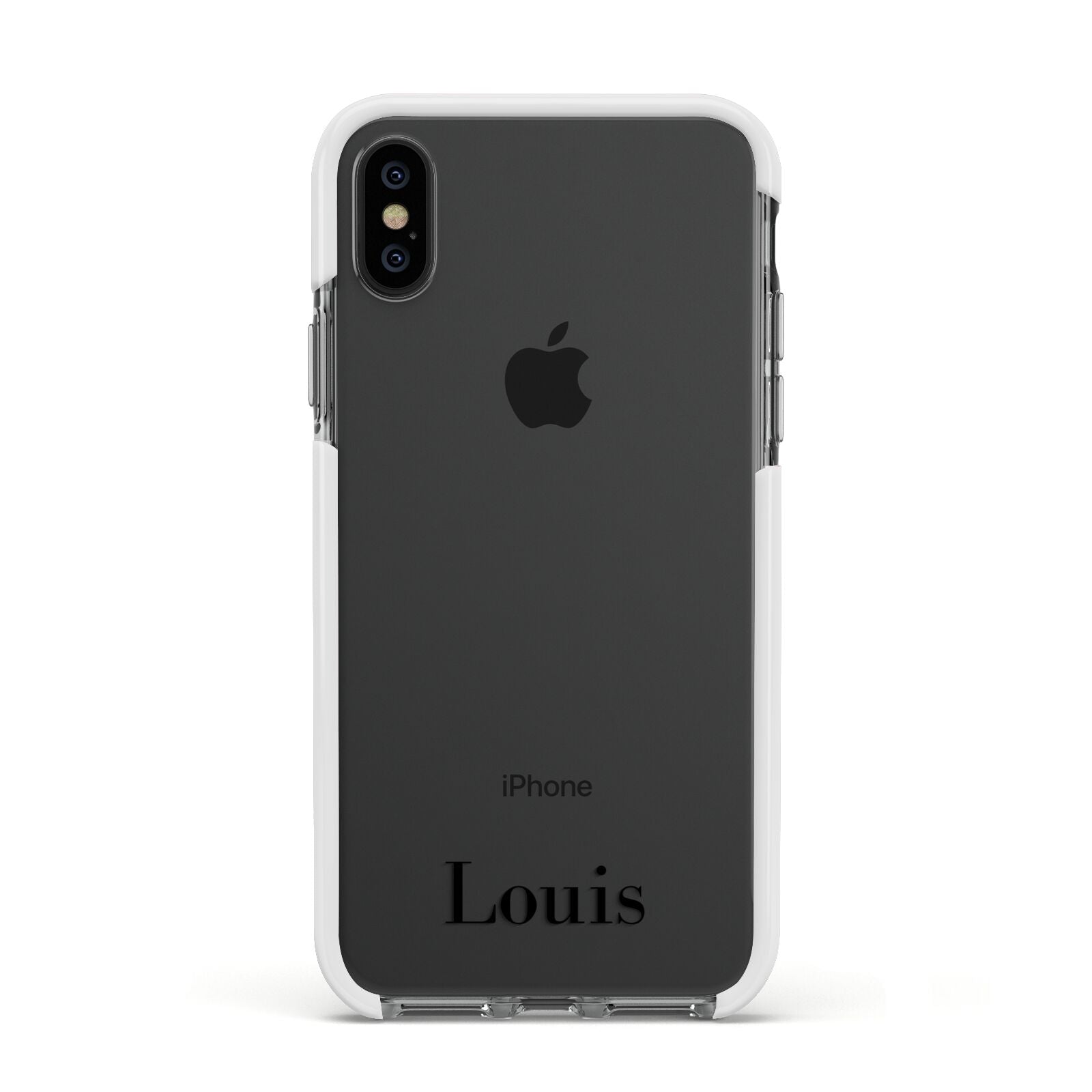 Name Apple iPhone Xs Impact Case White Edge on Black Phone