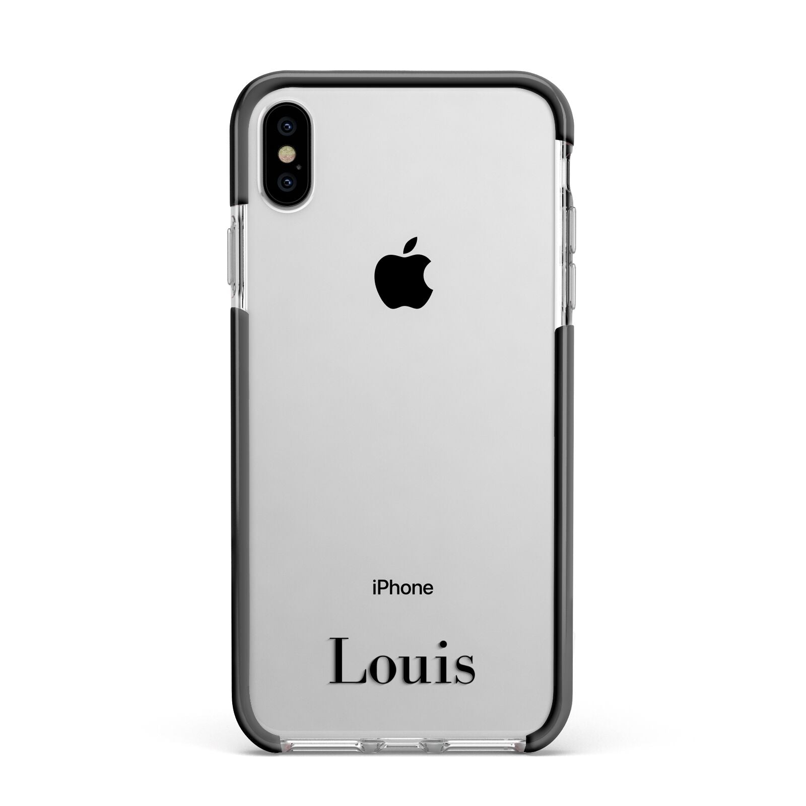 Name Apple iPhone Xs Max Impact Case Black Edge on Silver Phone