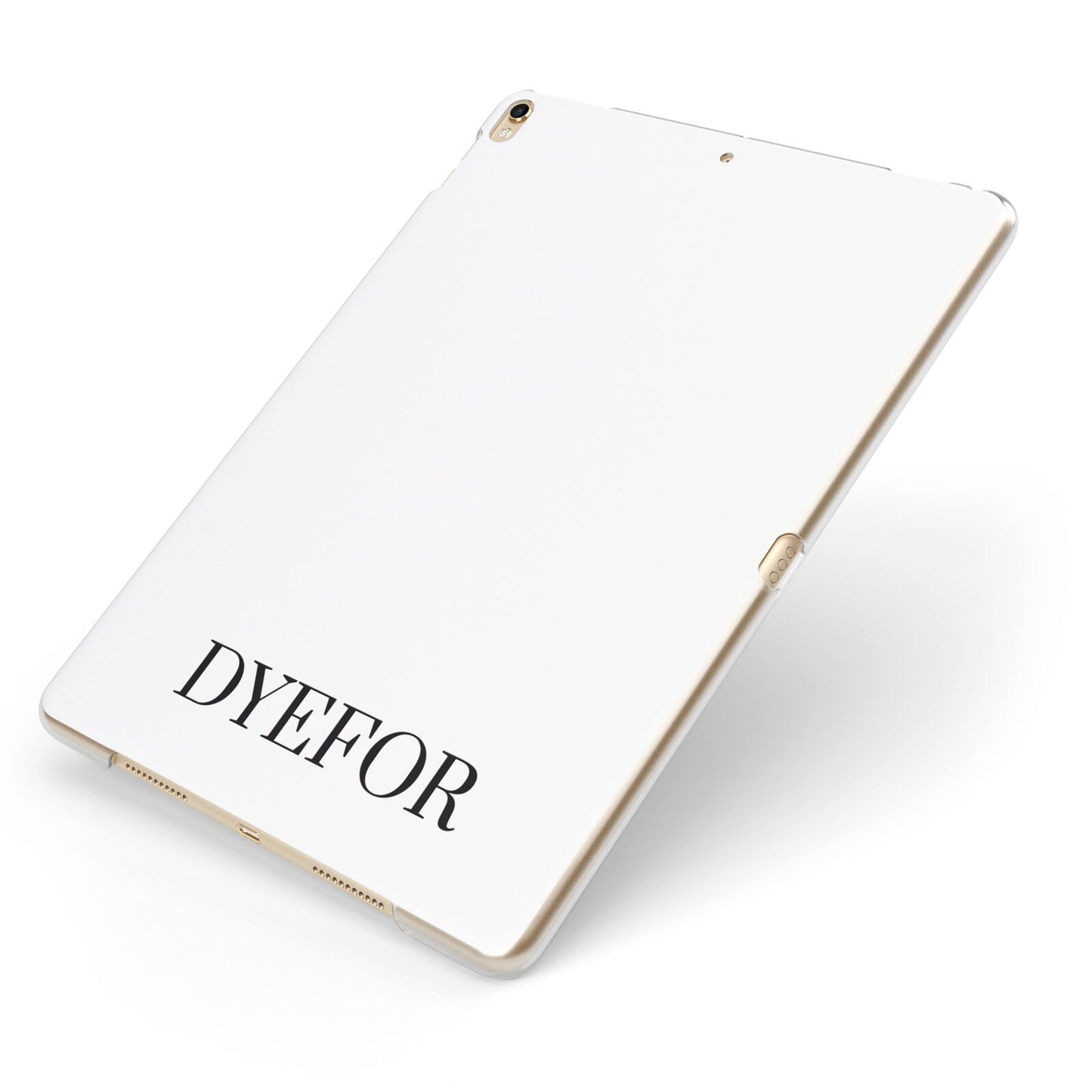 Name Personalised White Apple iPad Case on Gold iPad Side View