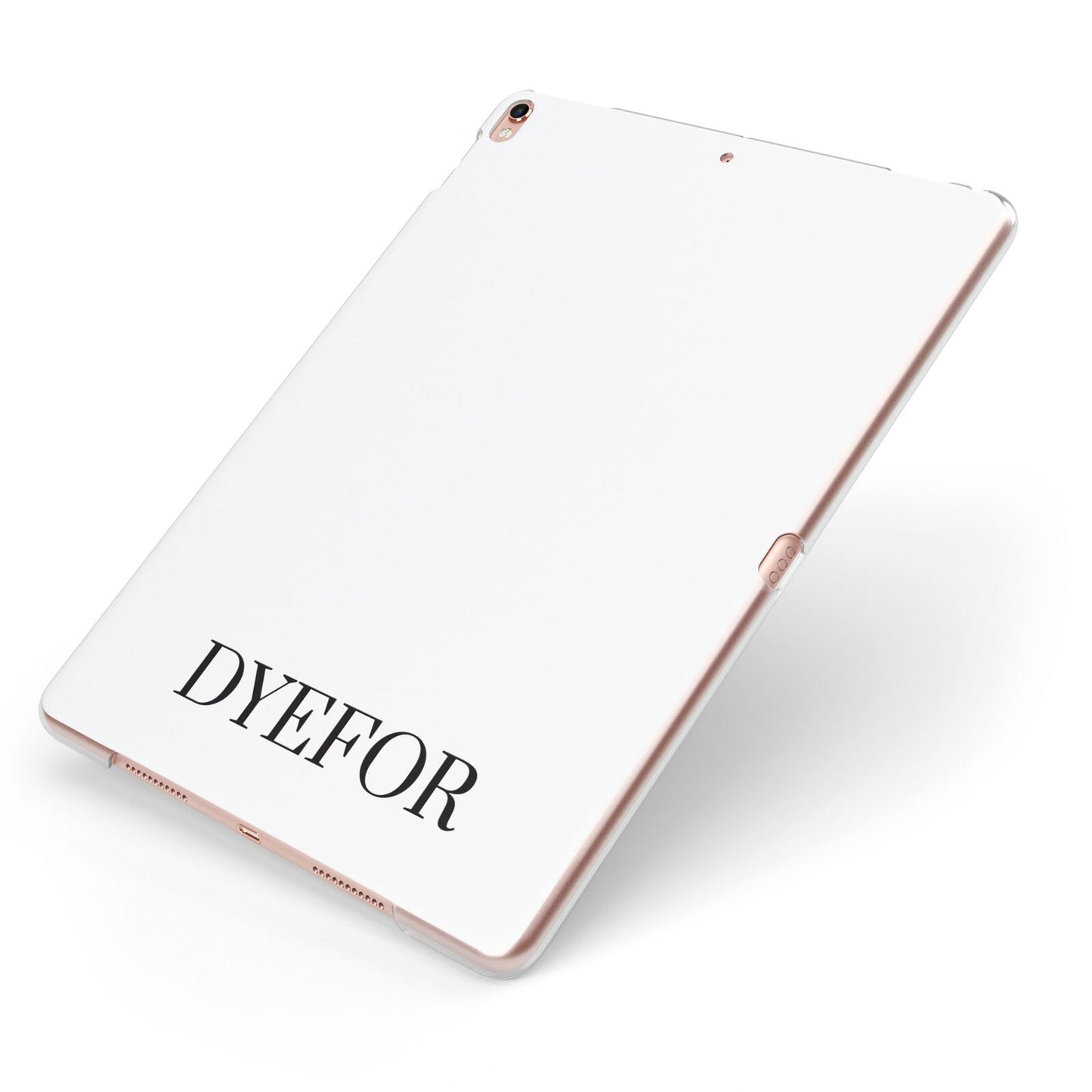 Name Personalised White Apple iPad Case on Rose Gold iPad Side View