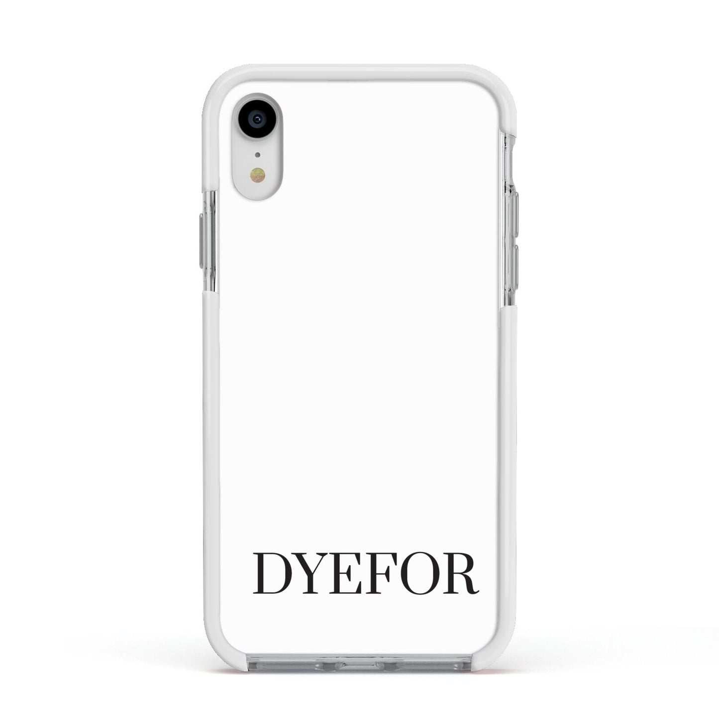 Name Personalised White Apple iPhone XR Impact Case White Edge on Silver Phone