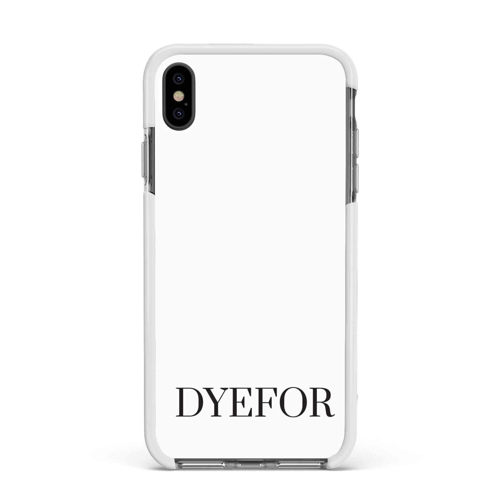 Name Personalised White Apple iPhone Xs Max Impact Case White Edge on Black Phone