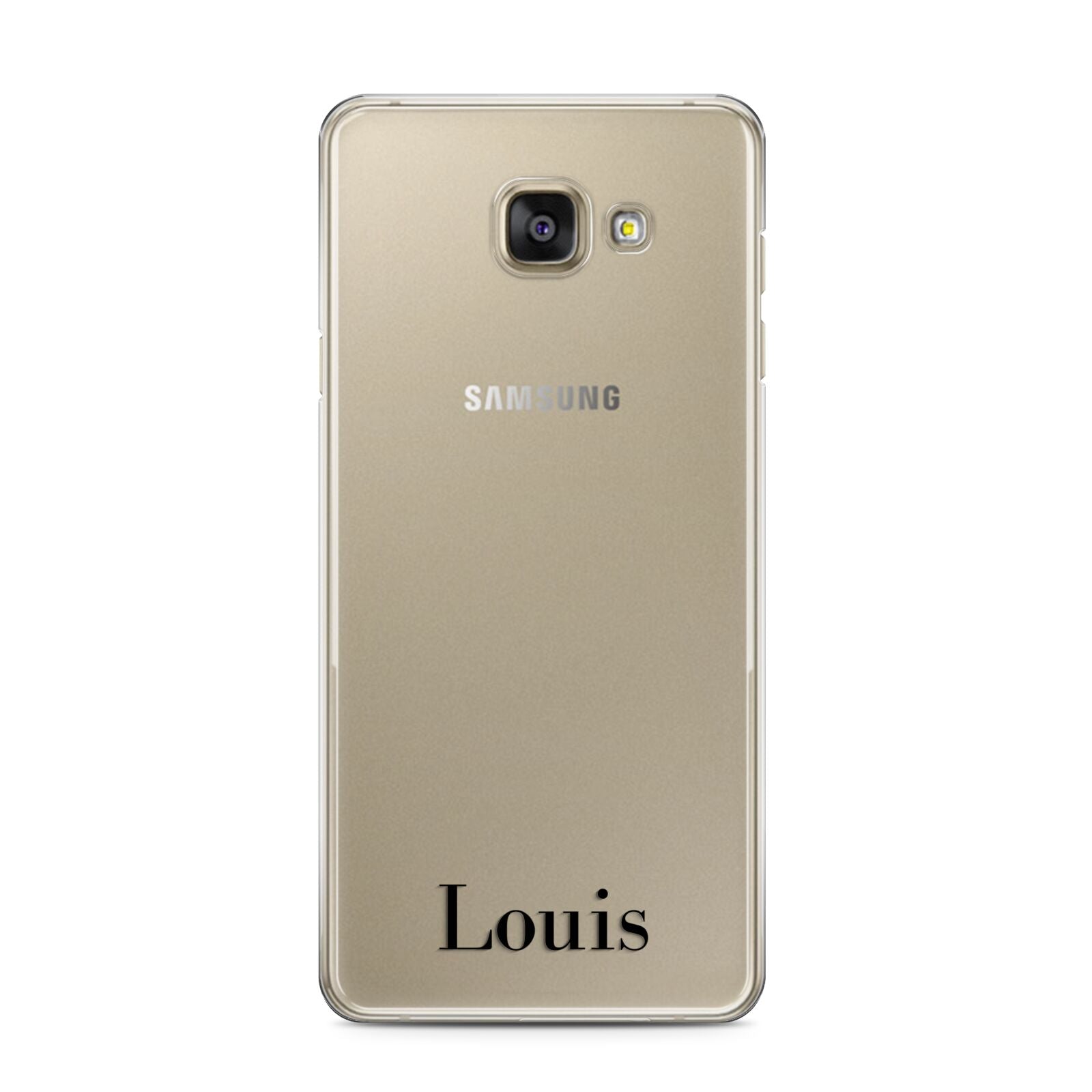 Name Samsung Galaxy A3 2016 Case on gold phone