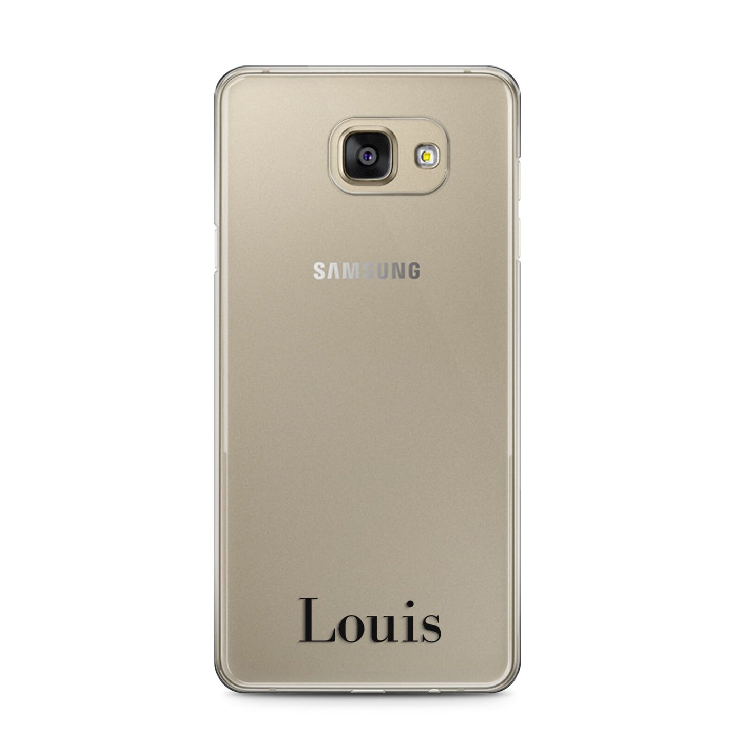 Name Samsung Galaxy A5 2016 Case on gold phone