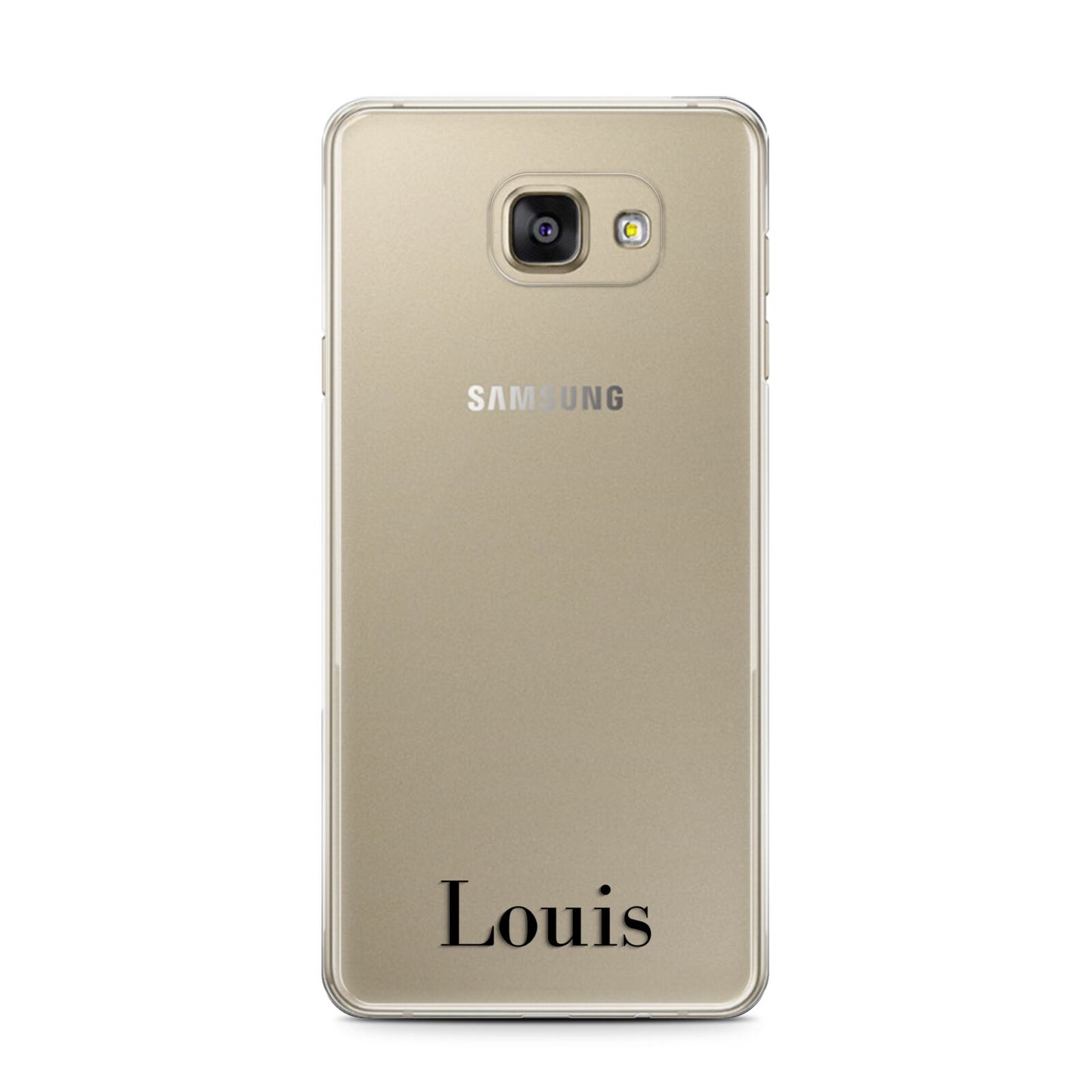 Name Samsung Galaxy A7 2016 Case on gold phone