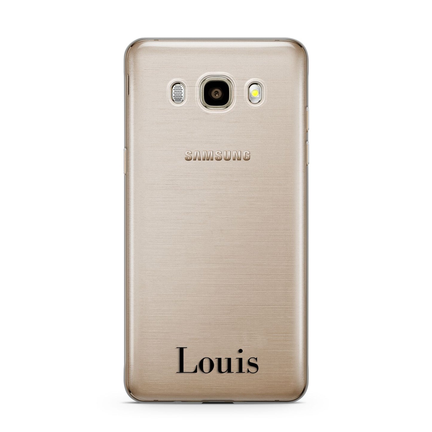 Name Samsung Galaxy J7 2016 Case on gold phone