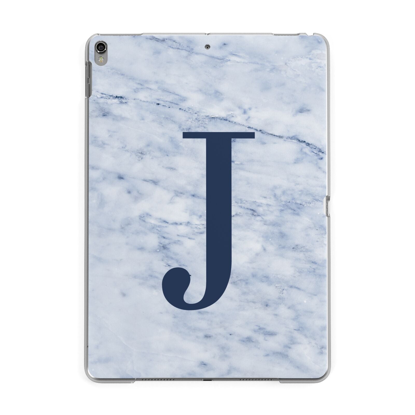 Navy Blue Single Initial Apple iPad Grey Case