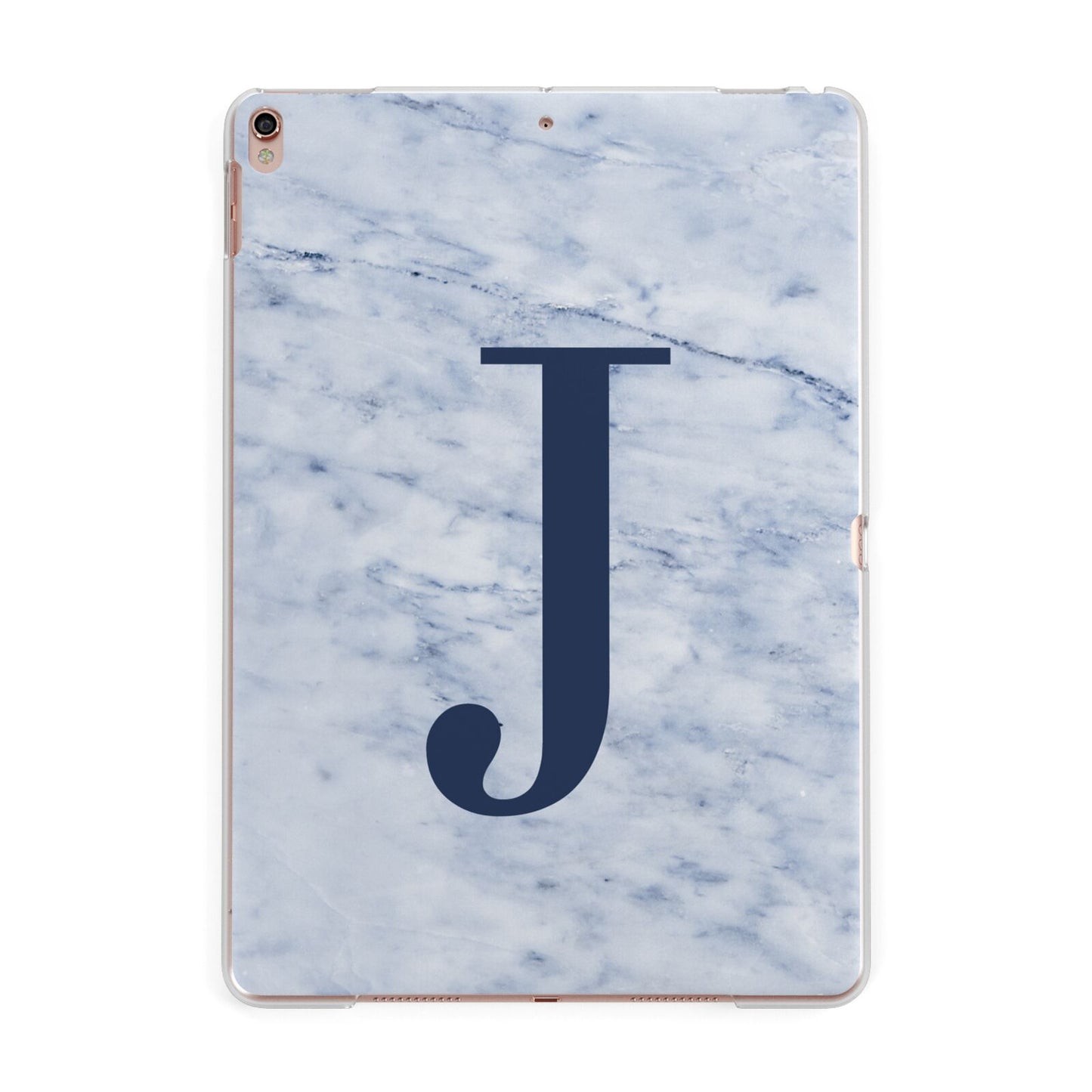 Navy Blue Single Initial Apple iPad Rose Gold Case