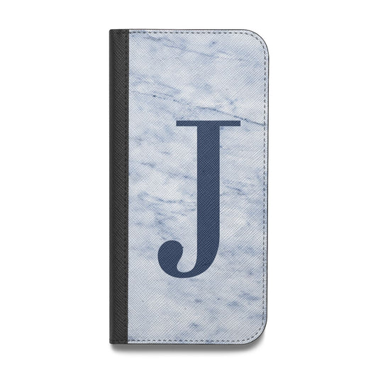 Navy Blue Single Initial Vegan Leather Flip Samsung Case