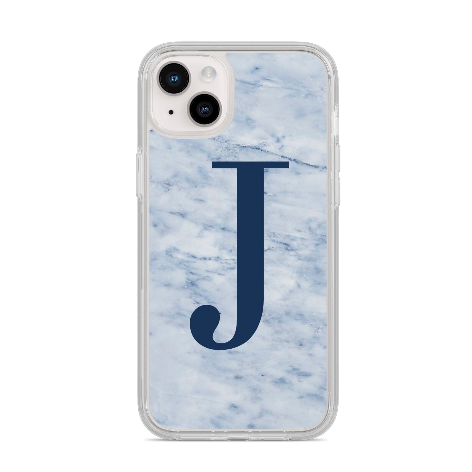 Navy Blue Single Initial iPhone 14 Plus Clear Tough Case Starlight