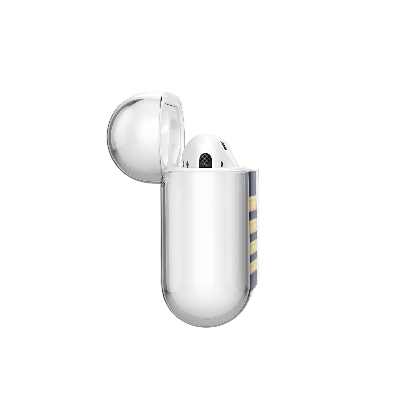 Navy and Gold Pilot Stripes AirPods Case Side Angle