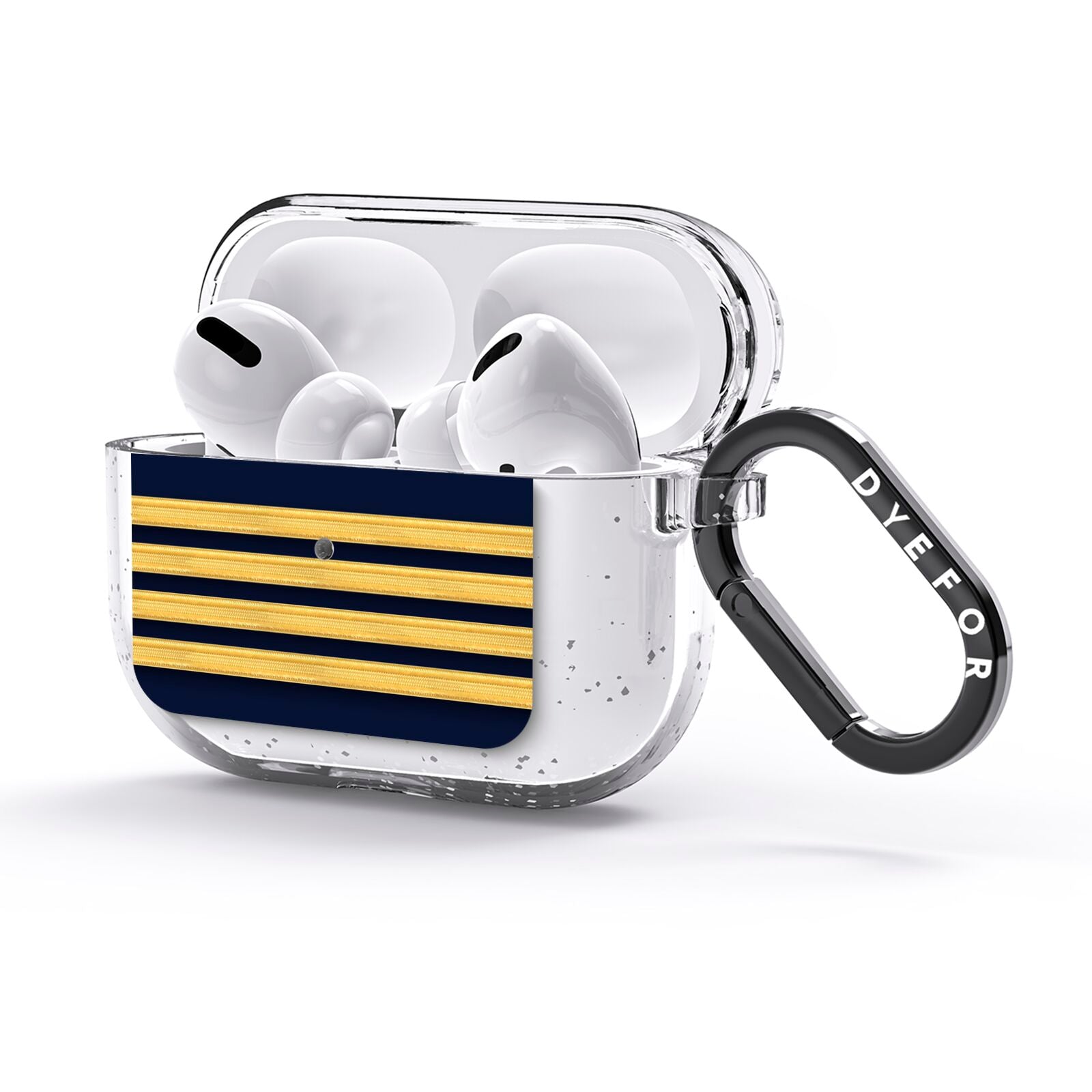 Navy and Gold Pilot Stripes AirPods Glitter Case 3rd Gen Side Image