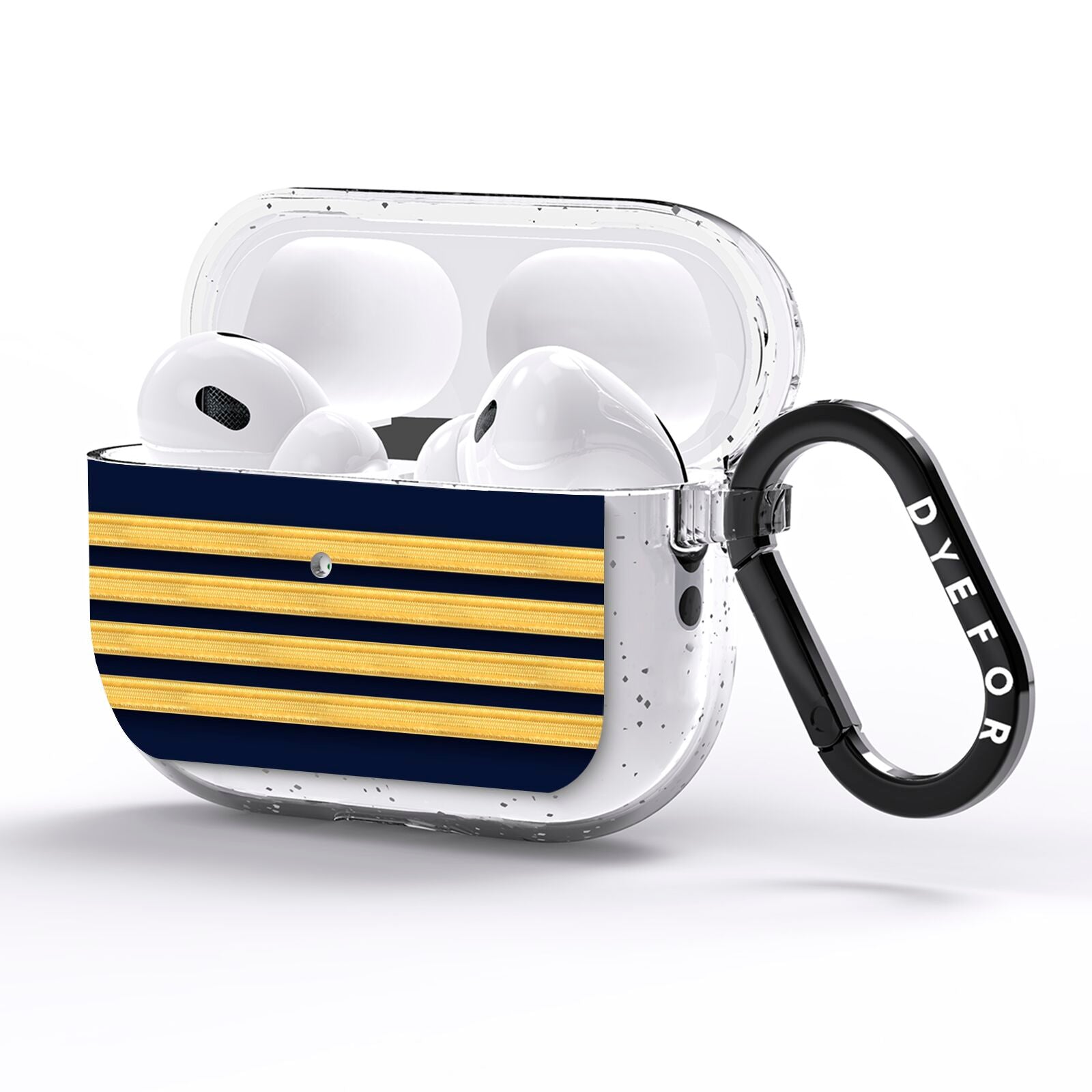 Navy and Gold Pilot Stripes AirPods Pro Glitter Case Side Image