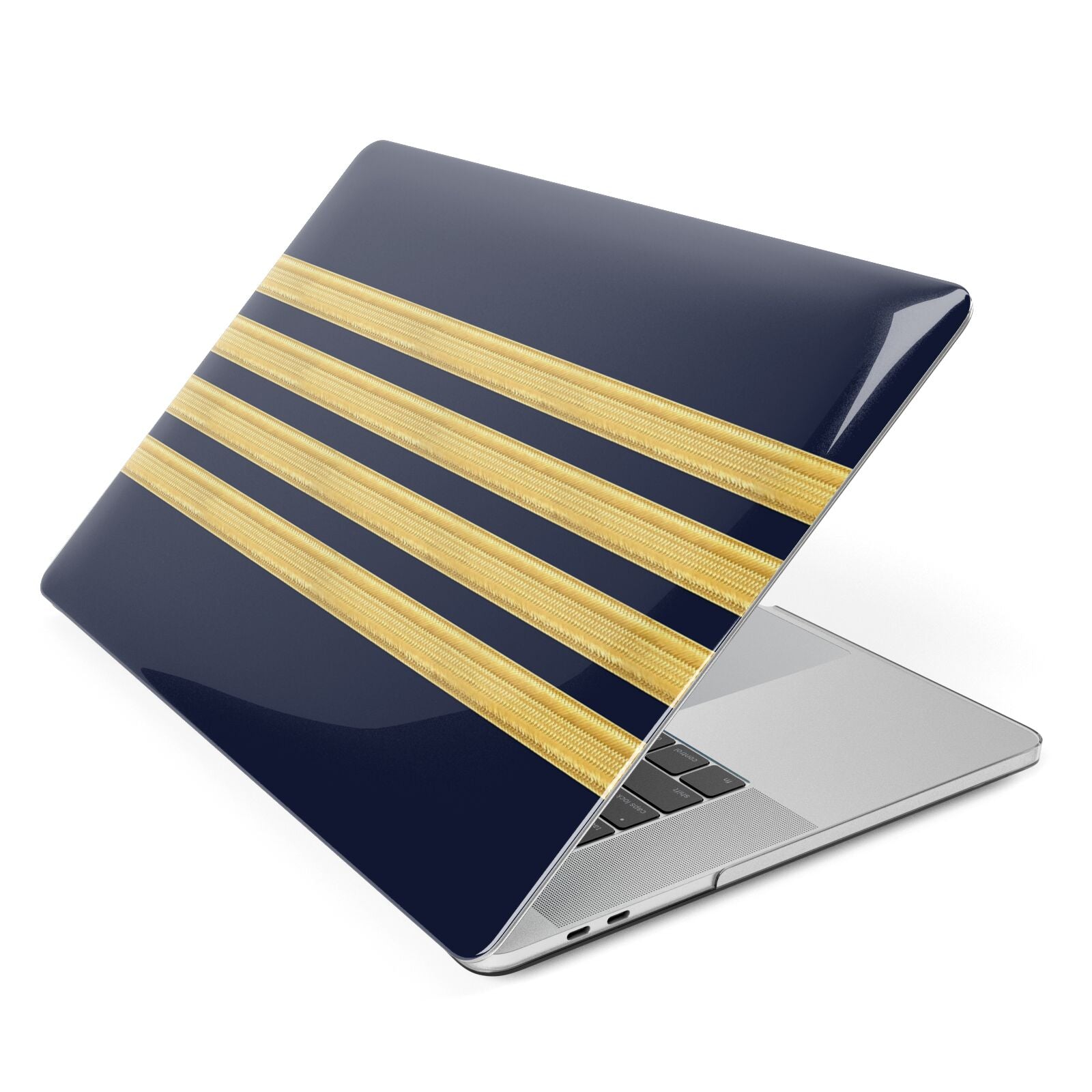 Navy and Gold Pilot Stripes Macbook Case