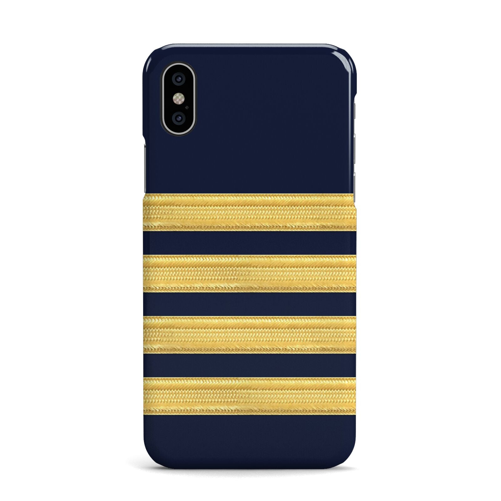 Navy and Gold Pilot Stripes Apple iPhone X Case