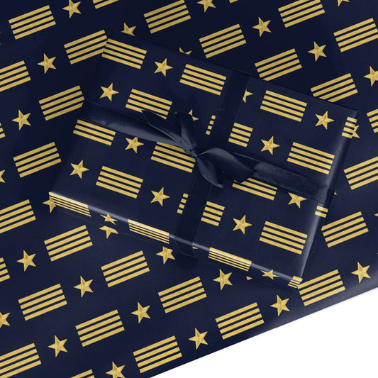Navy and Gold Pilot Stripes Custom Wrapping Paper