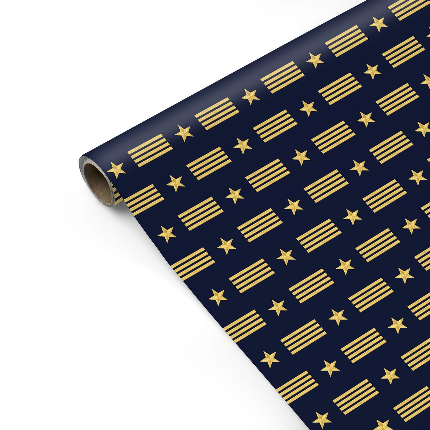 Navy and Gold Pilot Stripes Personalised Gift Wrap