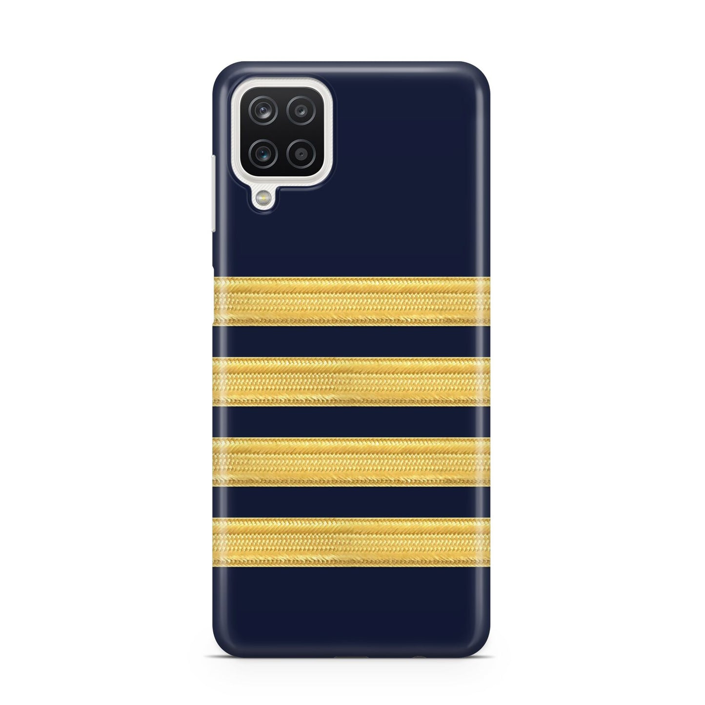 Navy and Gold Pilot Stripes Samsung A12 Case
