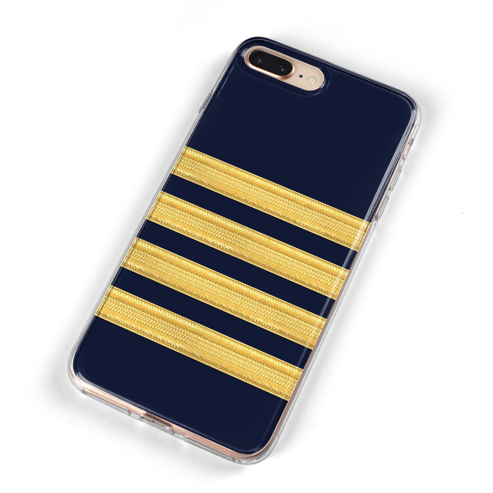 Navy and Gold Pilot Stripes iPhone 8 Plus Bumper Case on Gold iPhone Alternative Image