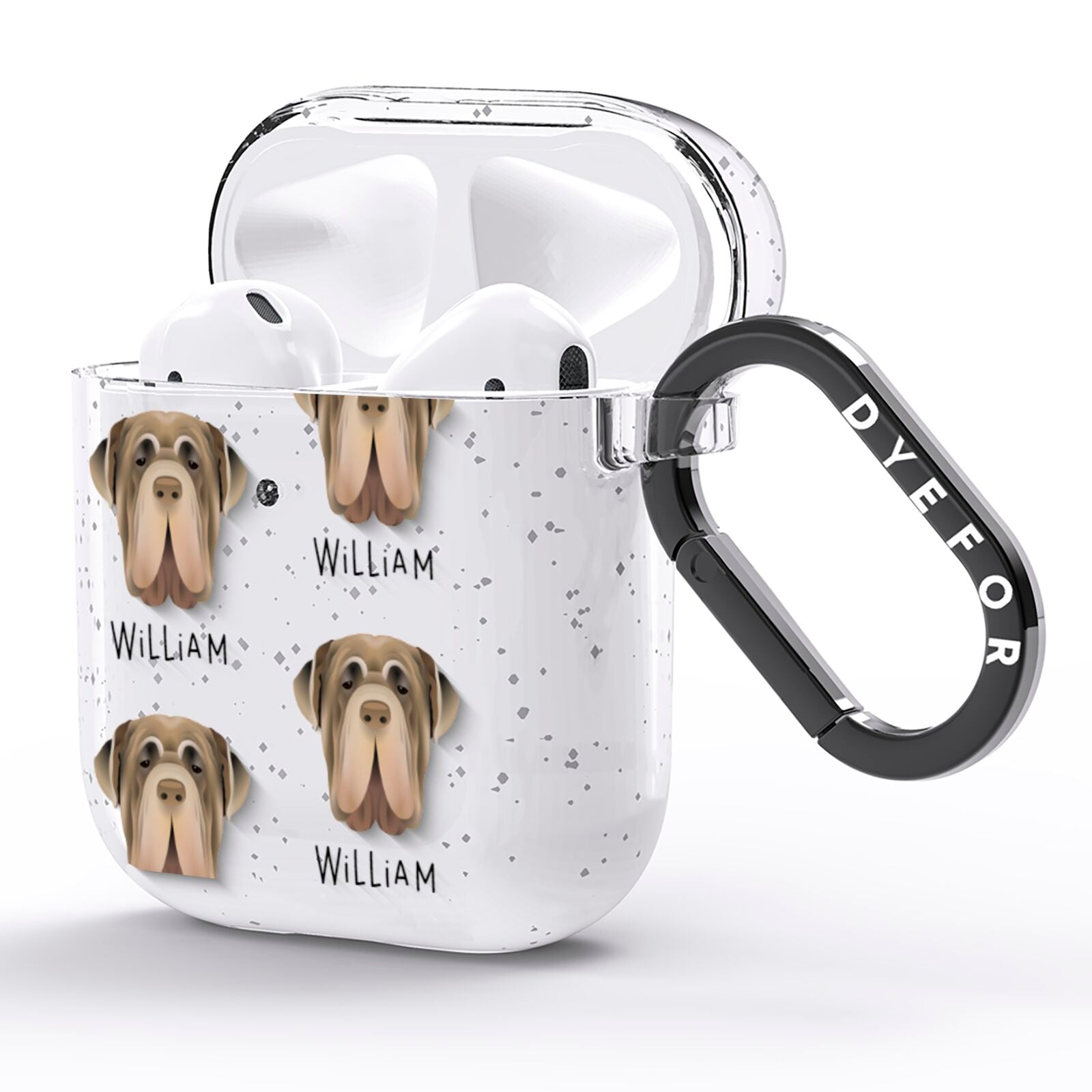 Neapolitan Mastiff Icon with Name AirPods Glitter Case Side Image