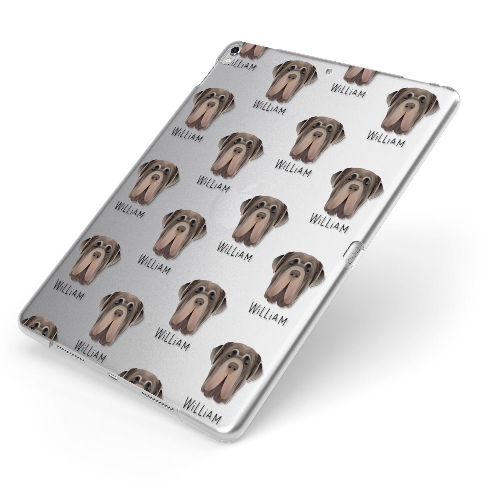 Neapolitan Mastiff Icon with Name Apple iPad Case on Silver iPad Side View