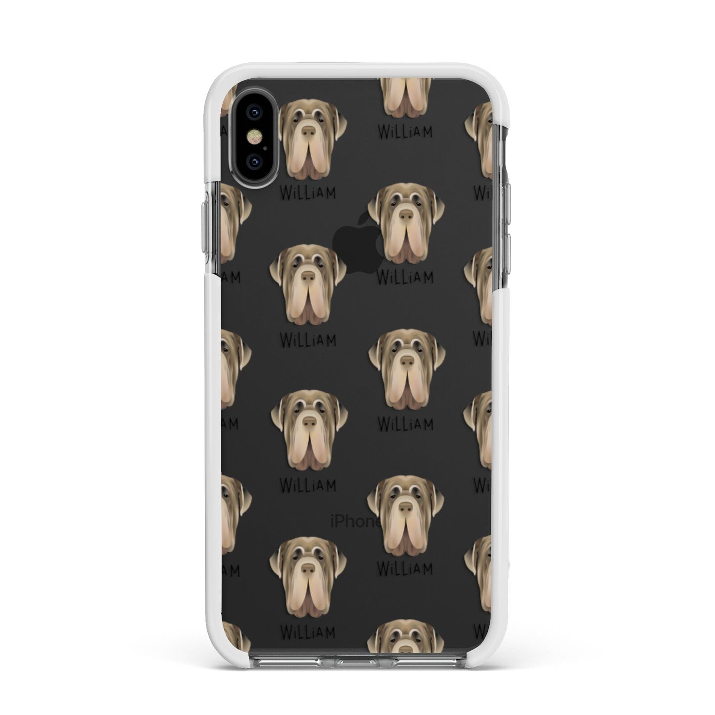 Neapolitan Mastiff Icon with Name Apple iPhone Xs Max Impact Case White Edge on Black Phone