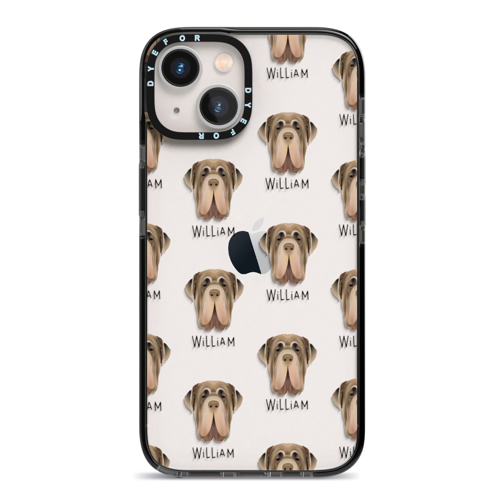 Neapolitan Mastiff Icon with Name iPhone 13 Black Impact Case on Silver phone