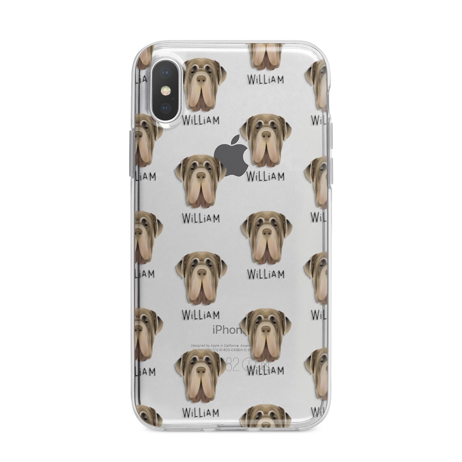 Neapolitan Mastiff Icon with Name iPhone X Bumper Case on Silver iPhone Alternative Image 1