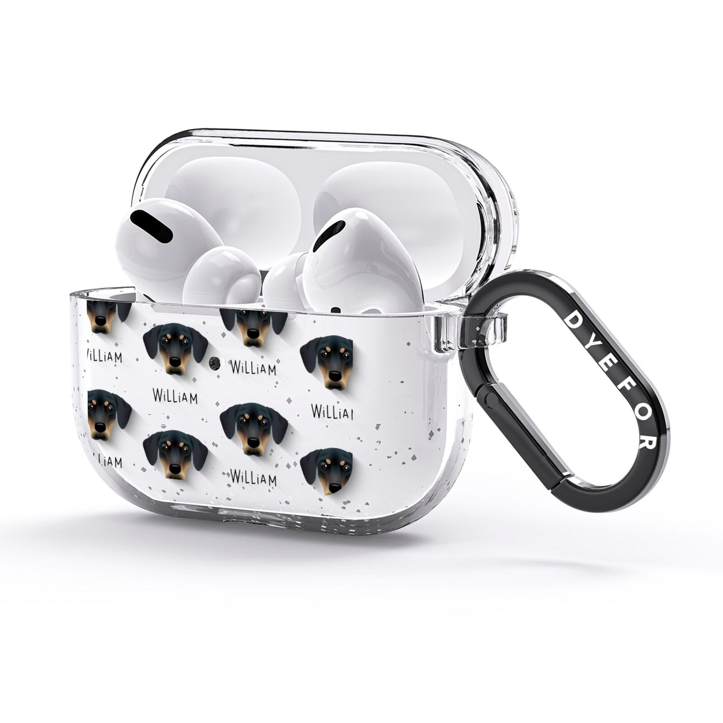 New Zealand Huntaway Icon with Name AirPods Glitter Case 3rd Gen Side Image