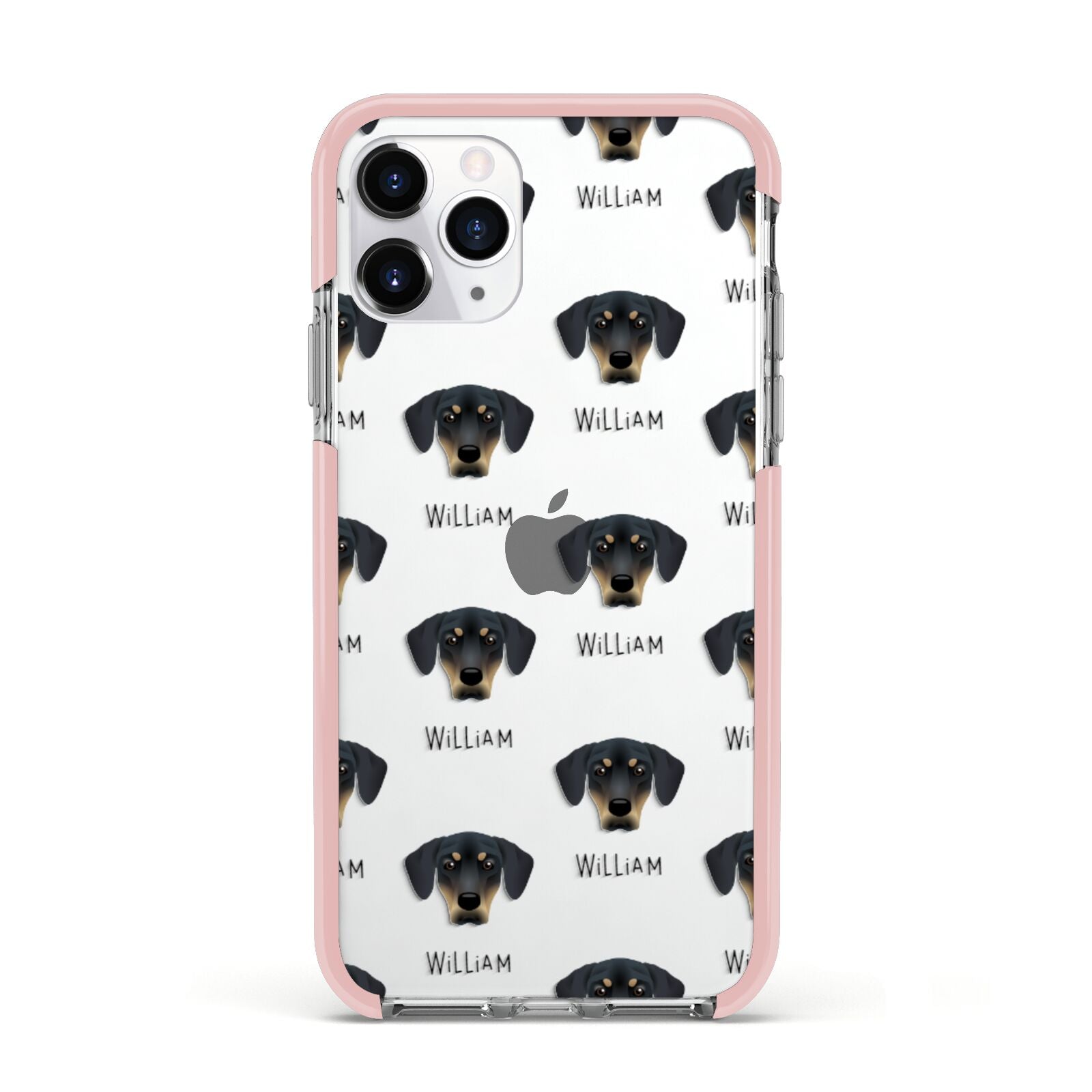 New Zealand Huntaway Icon with Name Apple iPhone 11 Pro in Silver with Pink Impact Case