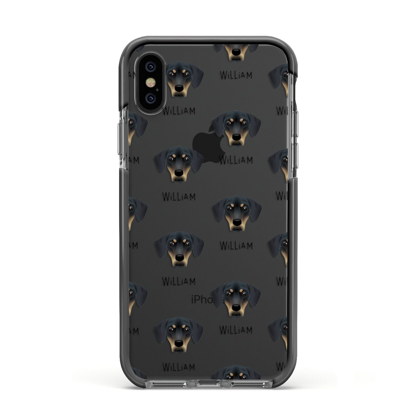 New Zealand Huntaway Icon with Name Apple iPhone Xs Impact Case Black Edge on Black Phone