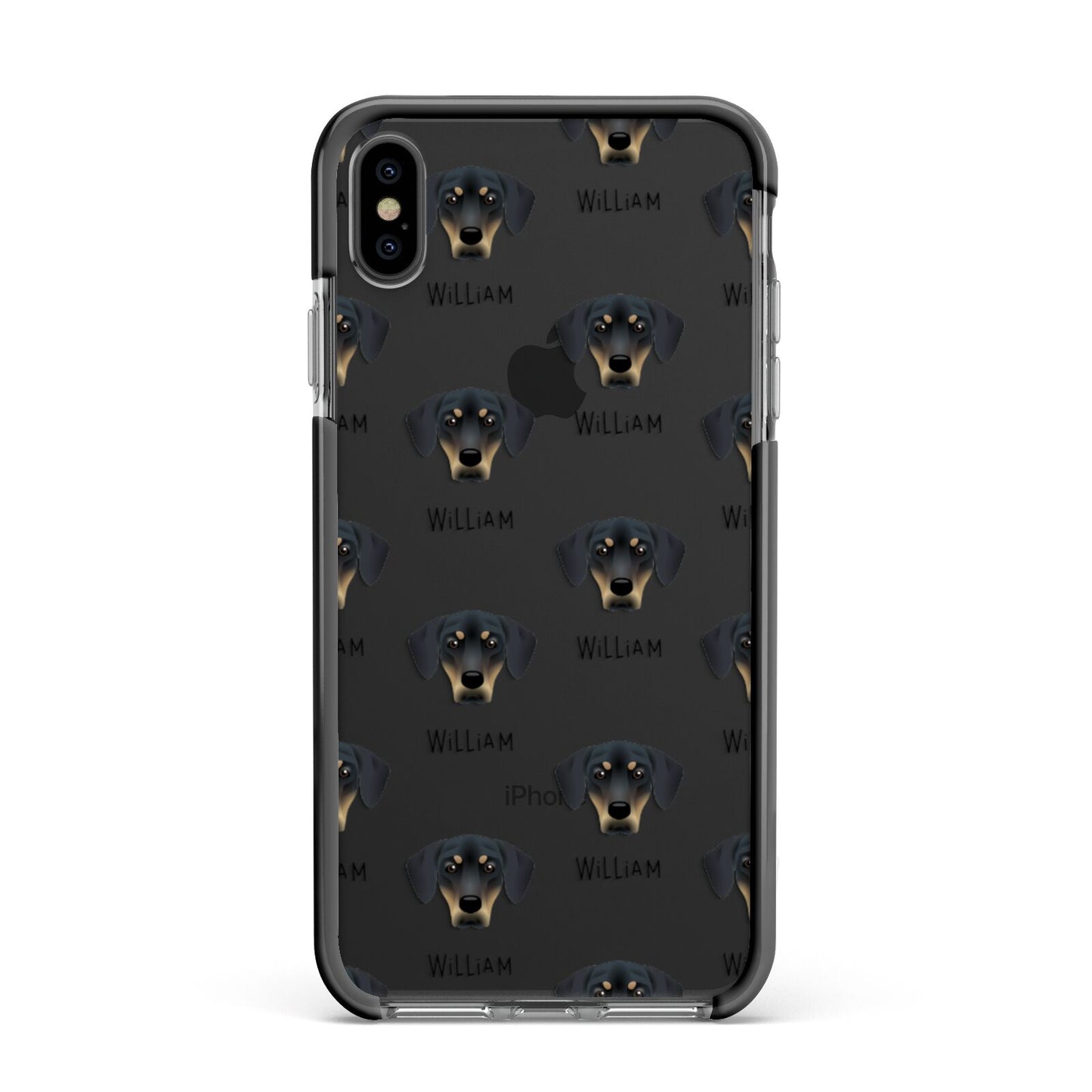 New Zealand Huntaway Icon with Name Apple iPhone Xs Max Impact Case Black Edge on Black Phone