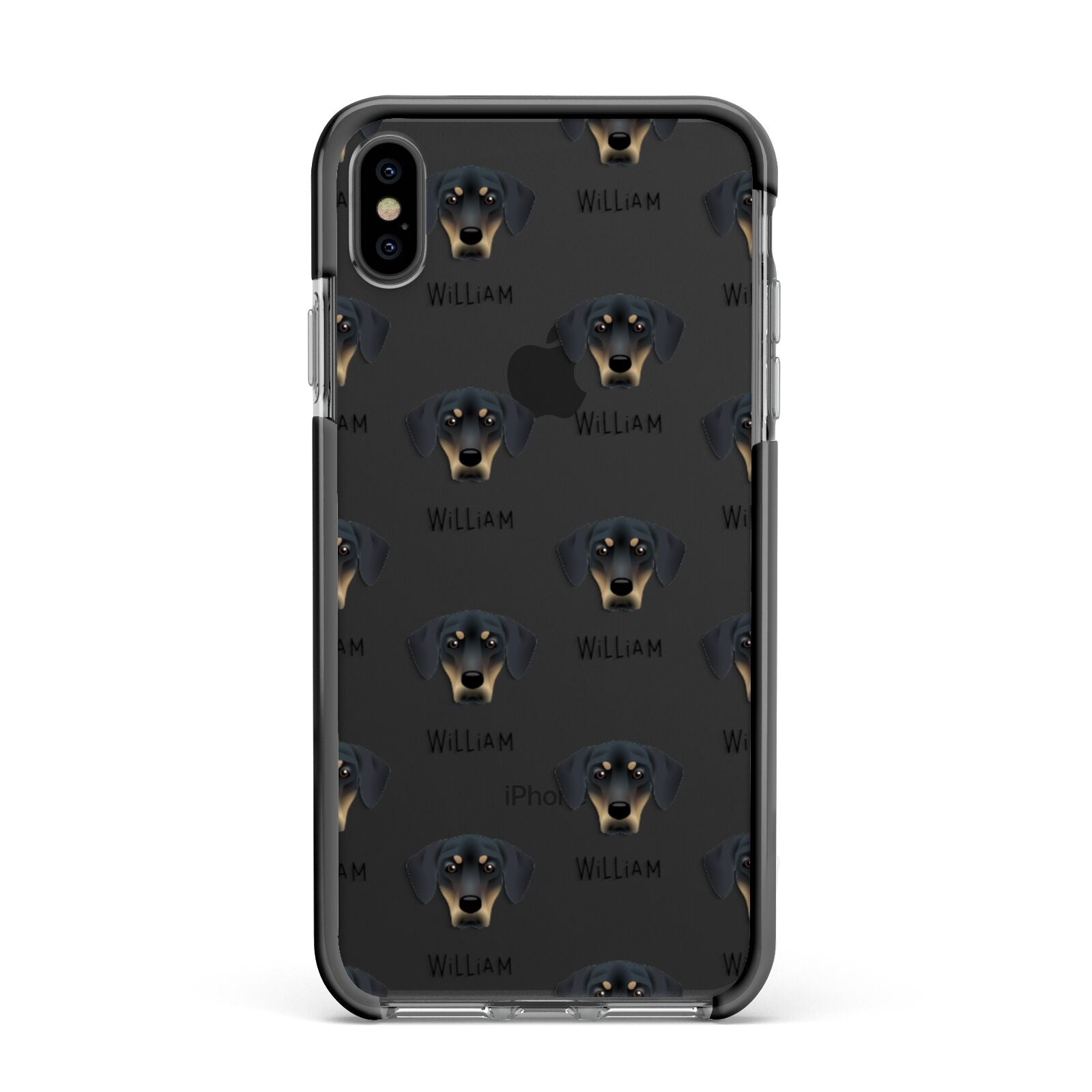 New Zealand Huntaway Icon with Name Apple iPhone Xs Max Impact Case Black Edge on Black Phone