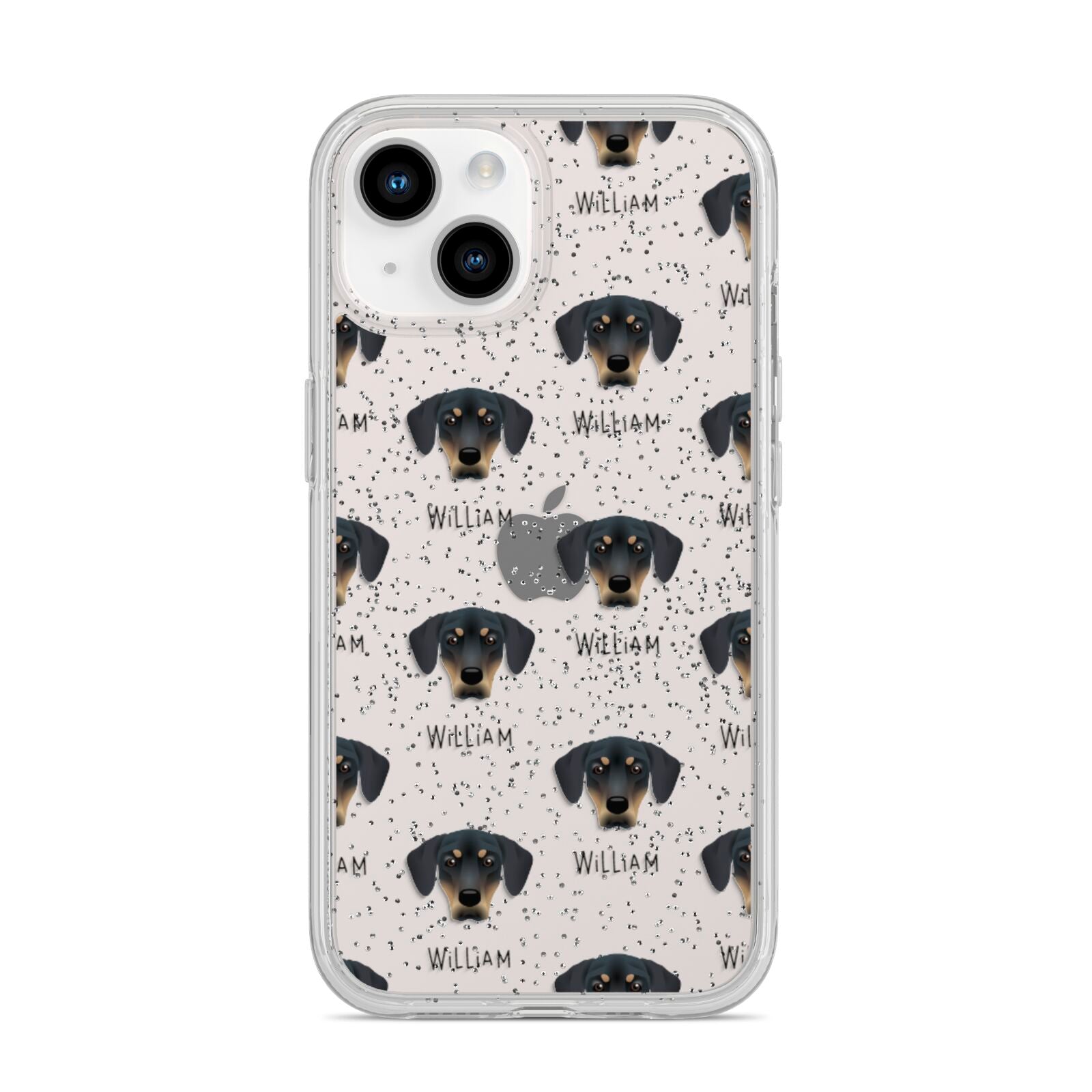 New Zealand Huntaway Icon with Name iPhone 14 Glitter Tough Case Starlight