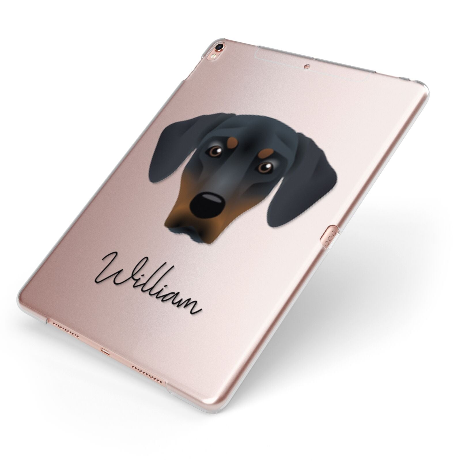 New Zealand Huntaway Personalised Apple iPad Case on Rose Gold iPad Side View