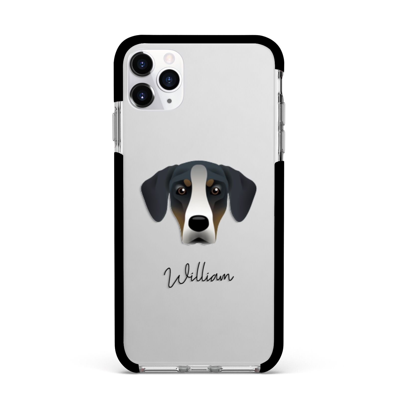 New Zealand Huntaway Personalised Apple iPhone 11 Pro Max in Silver with Black Impact Case